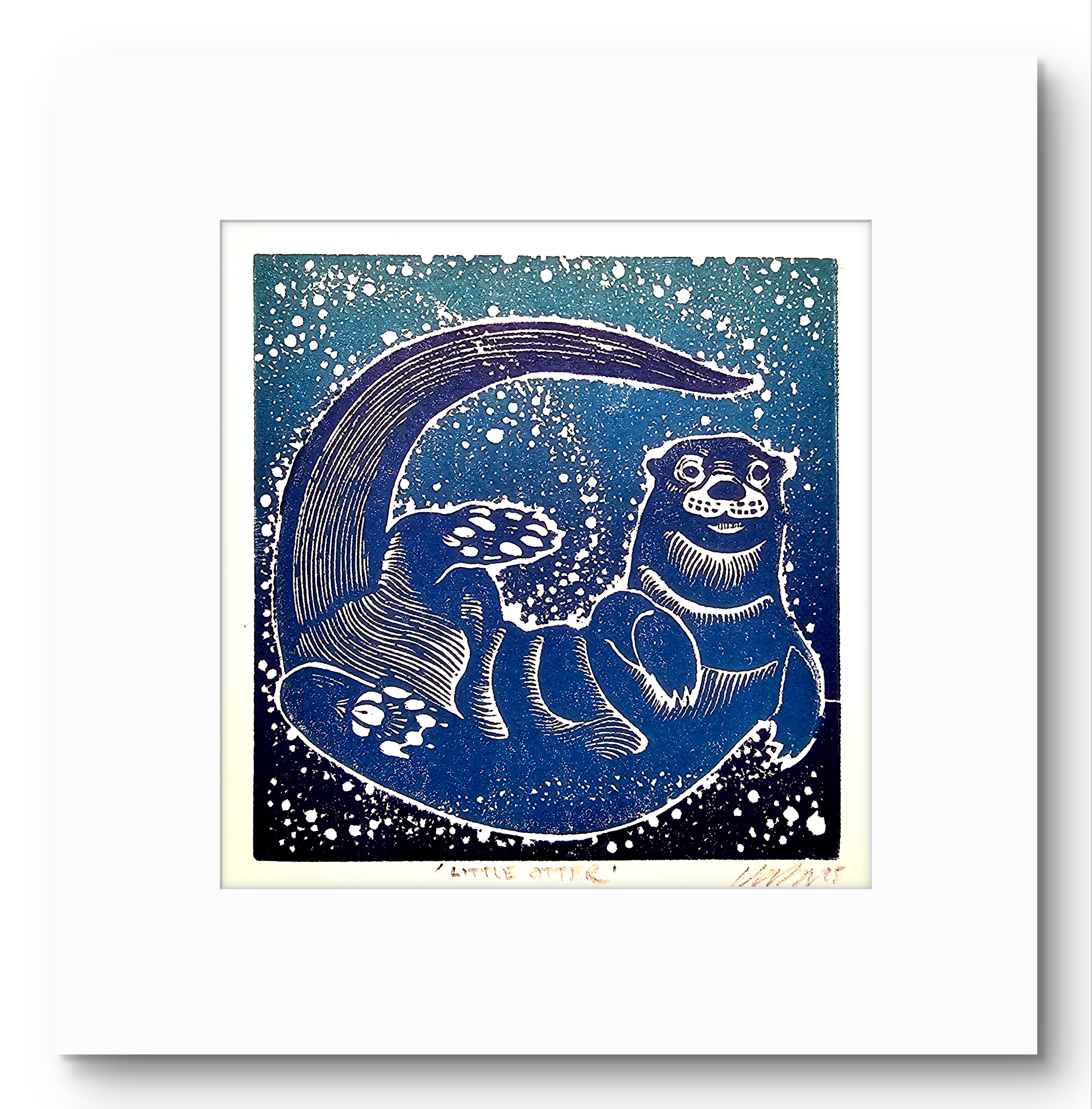 Otter- Original Linocut Print