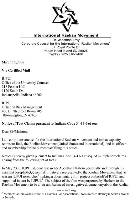 Raelian Movement Federal Cases Against Abdullah Hashem