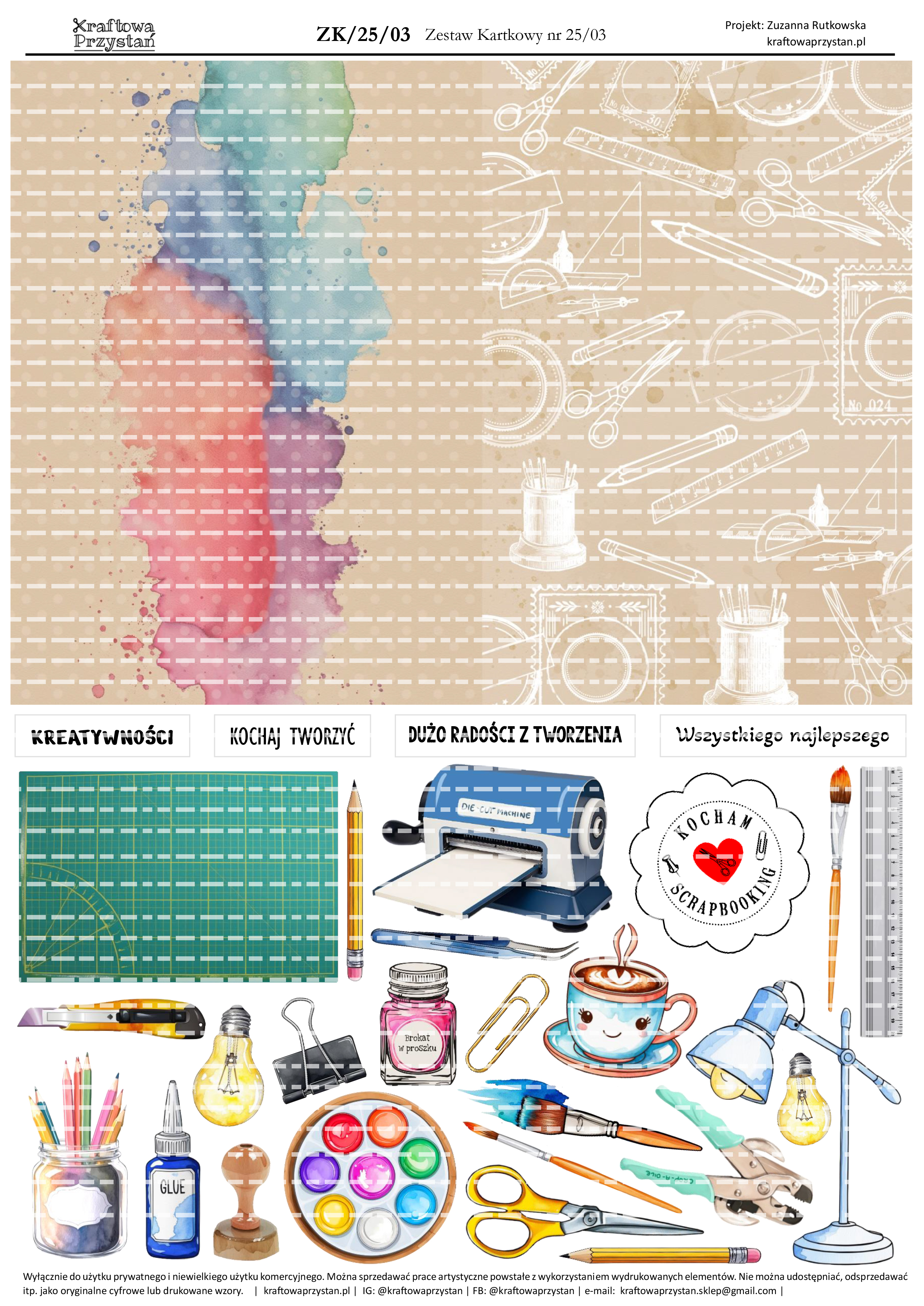 ZK.25.03 - Zestaw Kartkowy - Scrapbookingowy, Dla Scrapera
