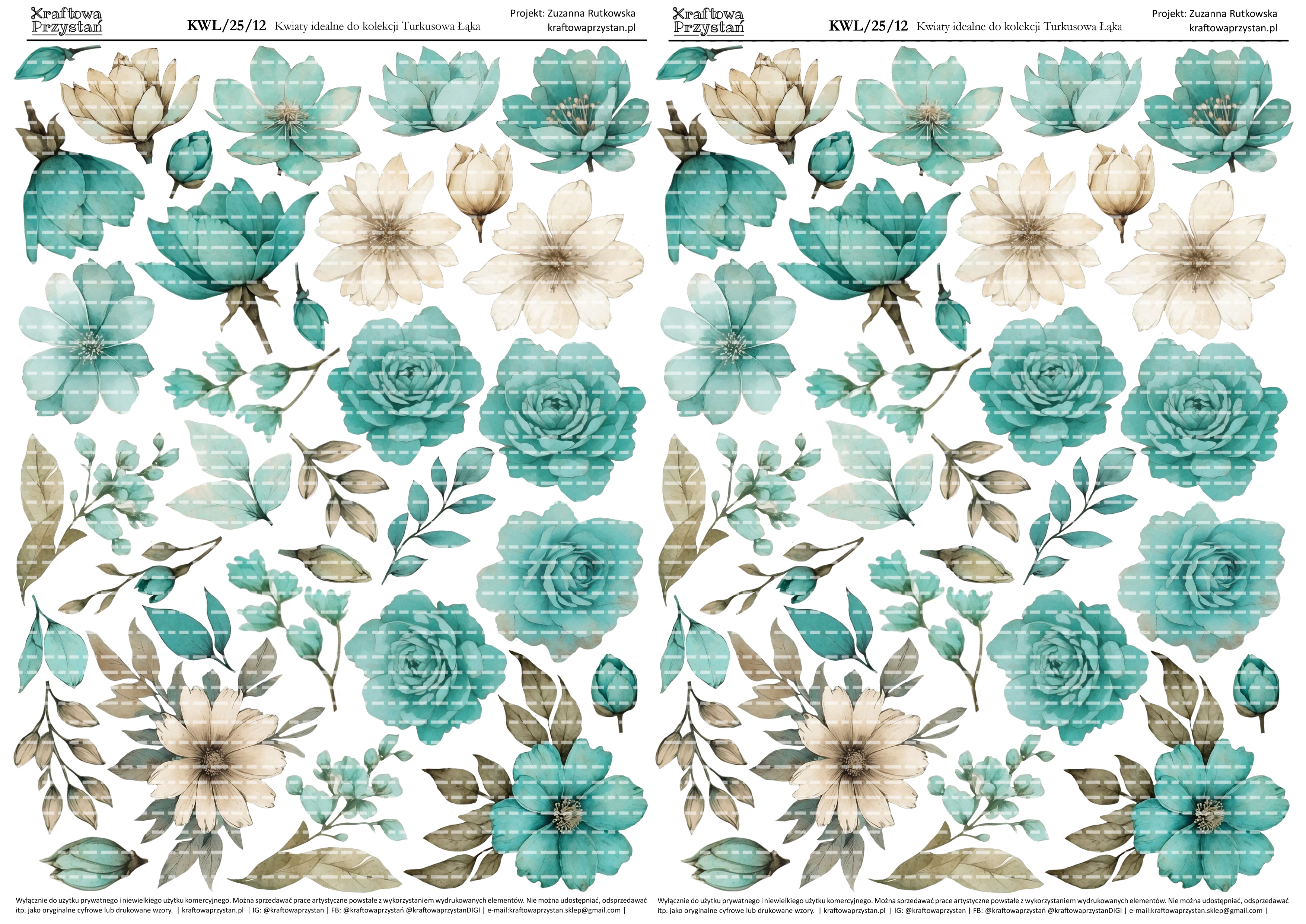 KWL.25.12 - Turkusowe Kwiaty idealne do kolekcji Turkusowa Łąka