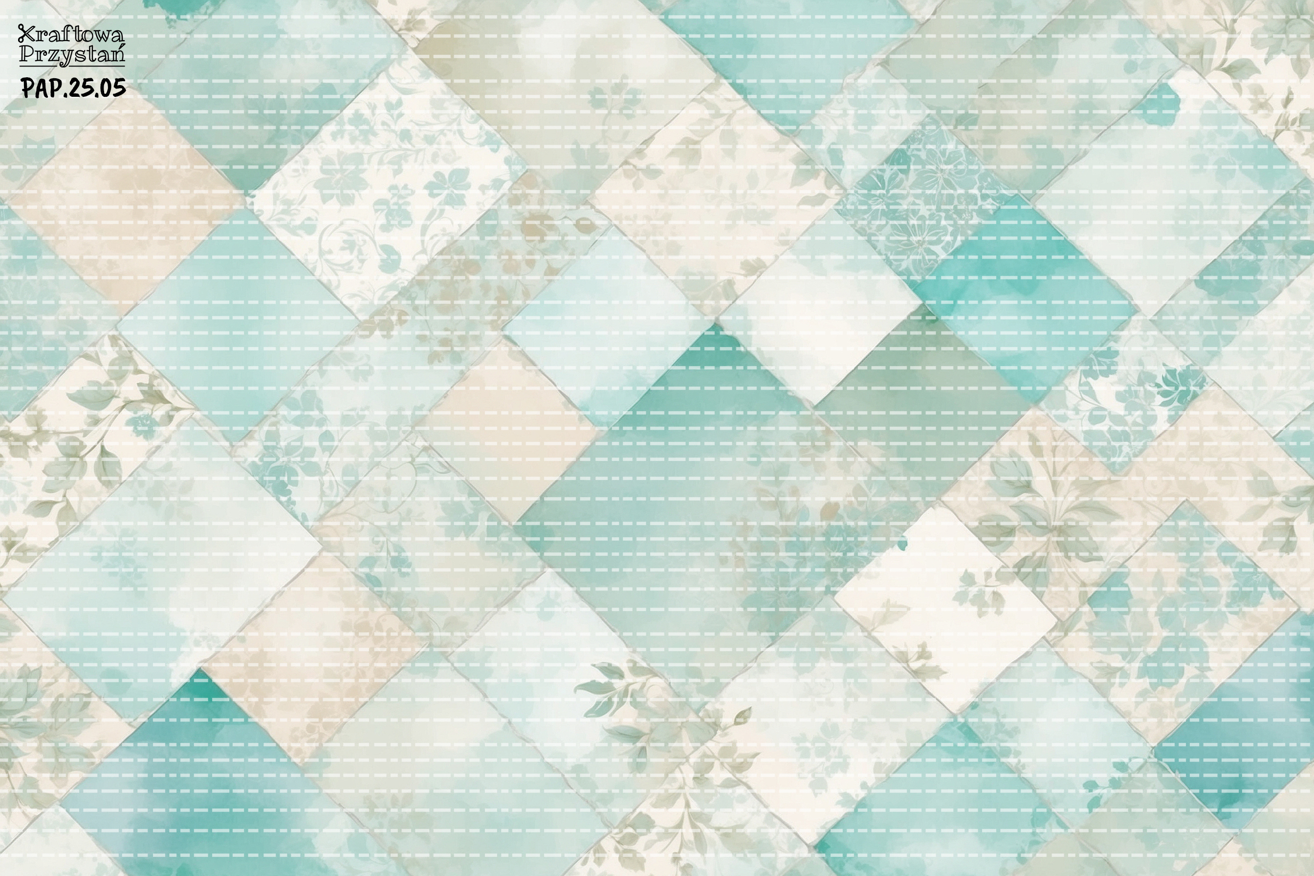 PAP.25.05 - Papier jasno turkusowy patchwork