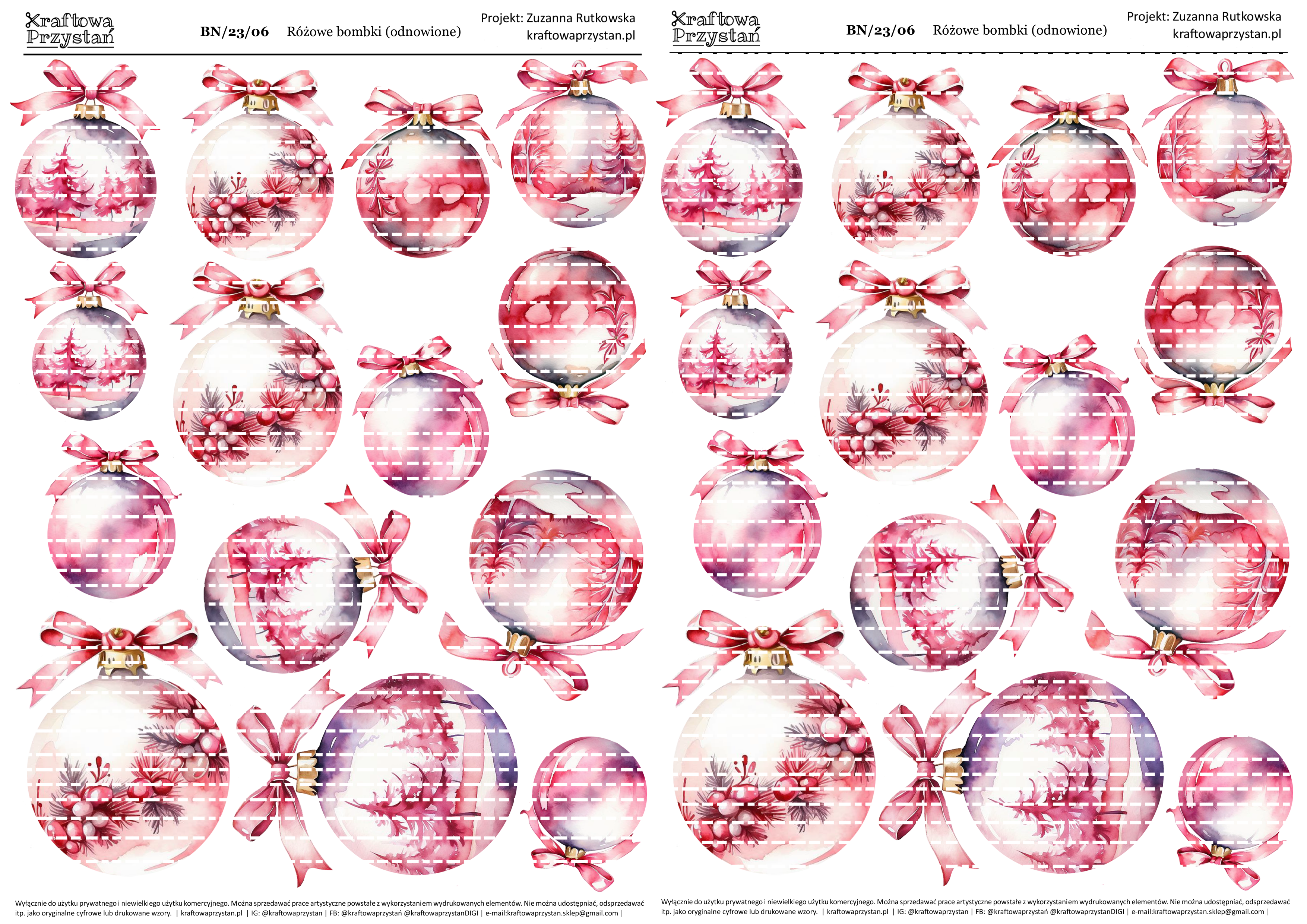 BN.23.06 (odnowione) - różowe bombki świąteczne