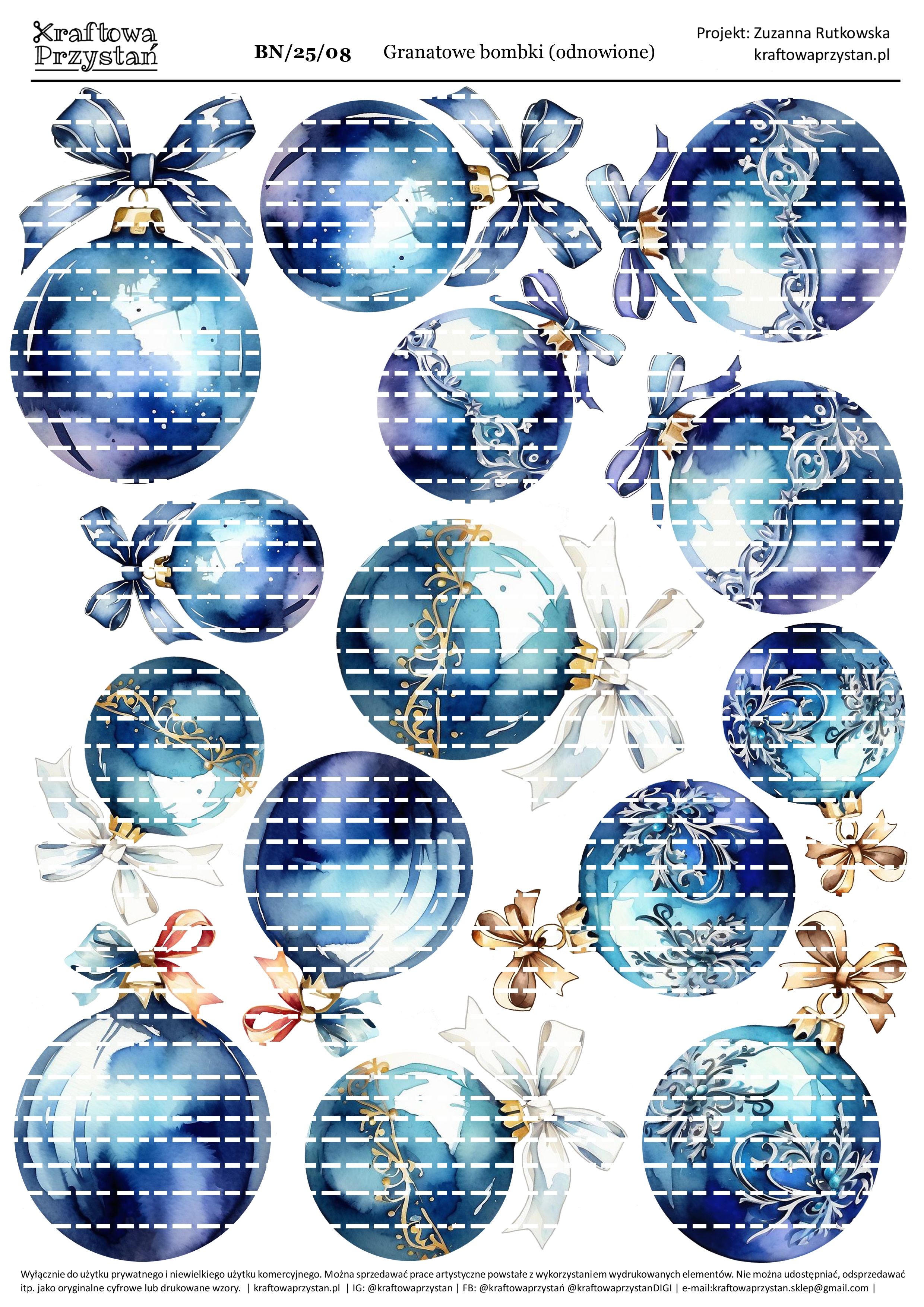 BN.23.08 (odnowione) - granatowe bombki świąteczne