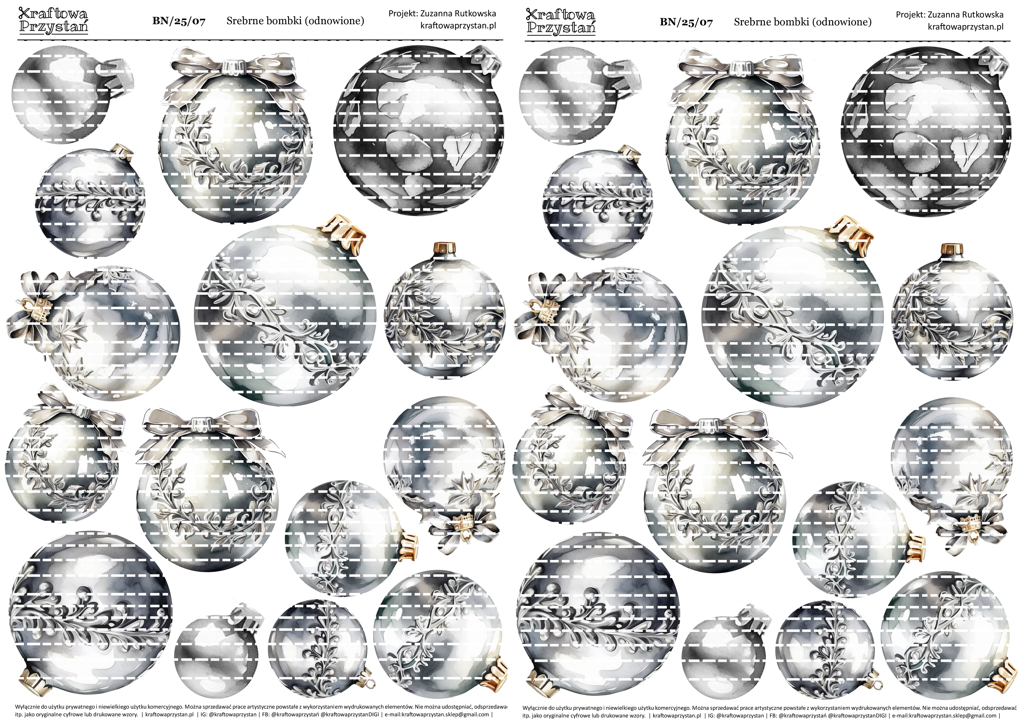 BN.23.07 (odnowione) - srebrne bombki świąteczne