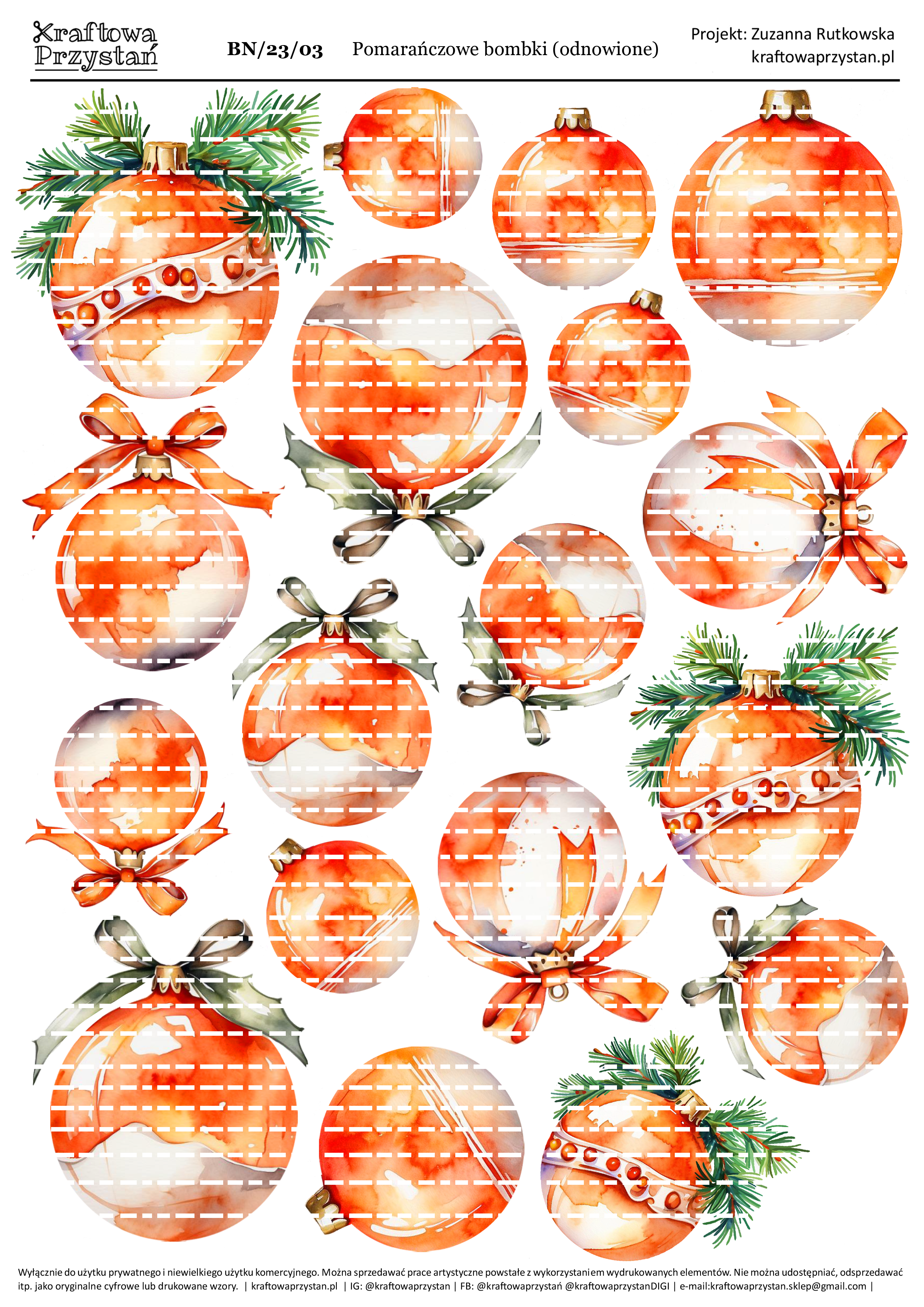 BN.23.03 (odnowione) - pomarańczowe bombki świąteczne