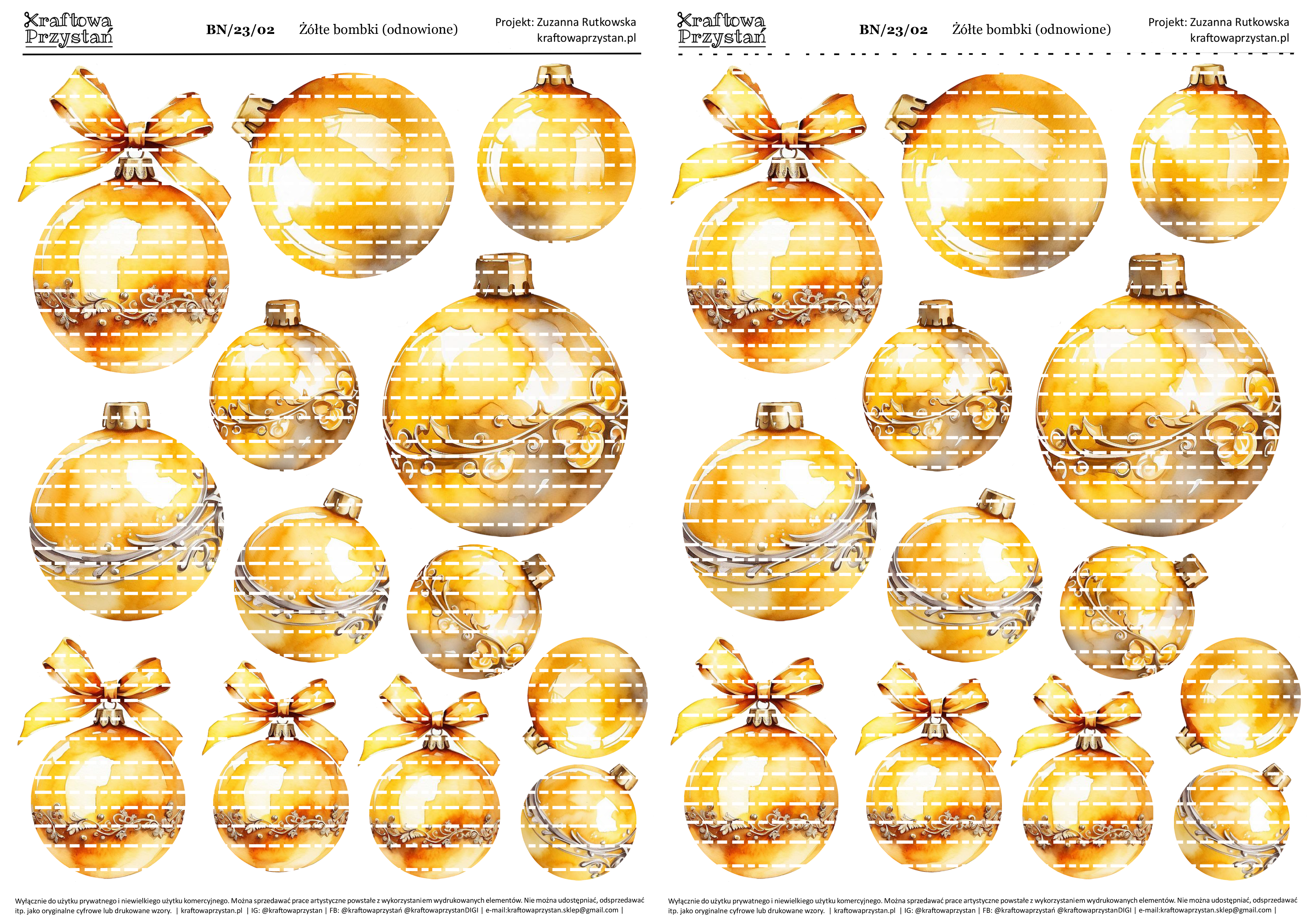 BN.23.02 (odnowione) - żółte bombki świąteczne