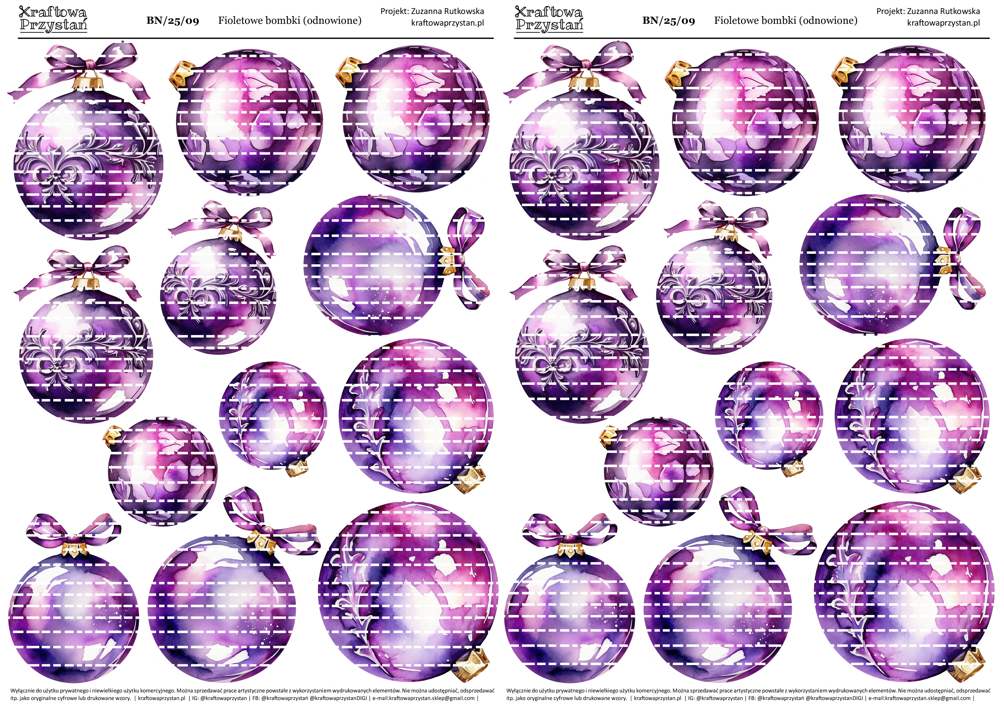 BN.23.09 (odnowione) - fioletowe bombki świąteczne
