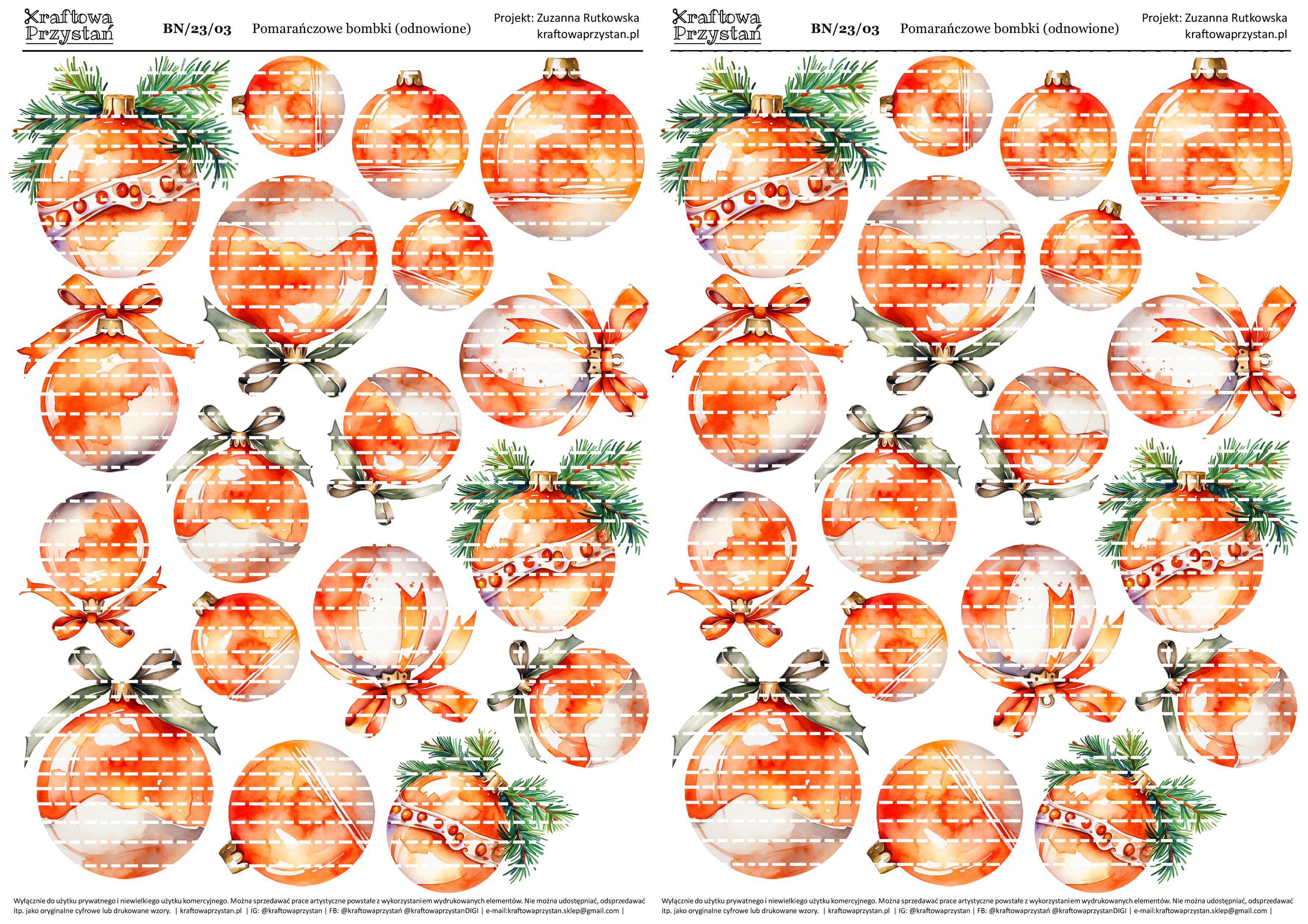 BN.23.03 (odnowione) - pomarańczowe bombki świąteczne