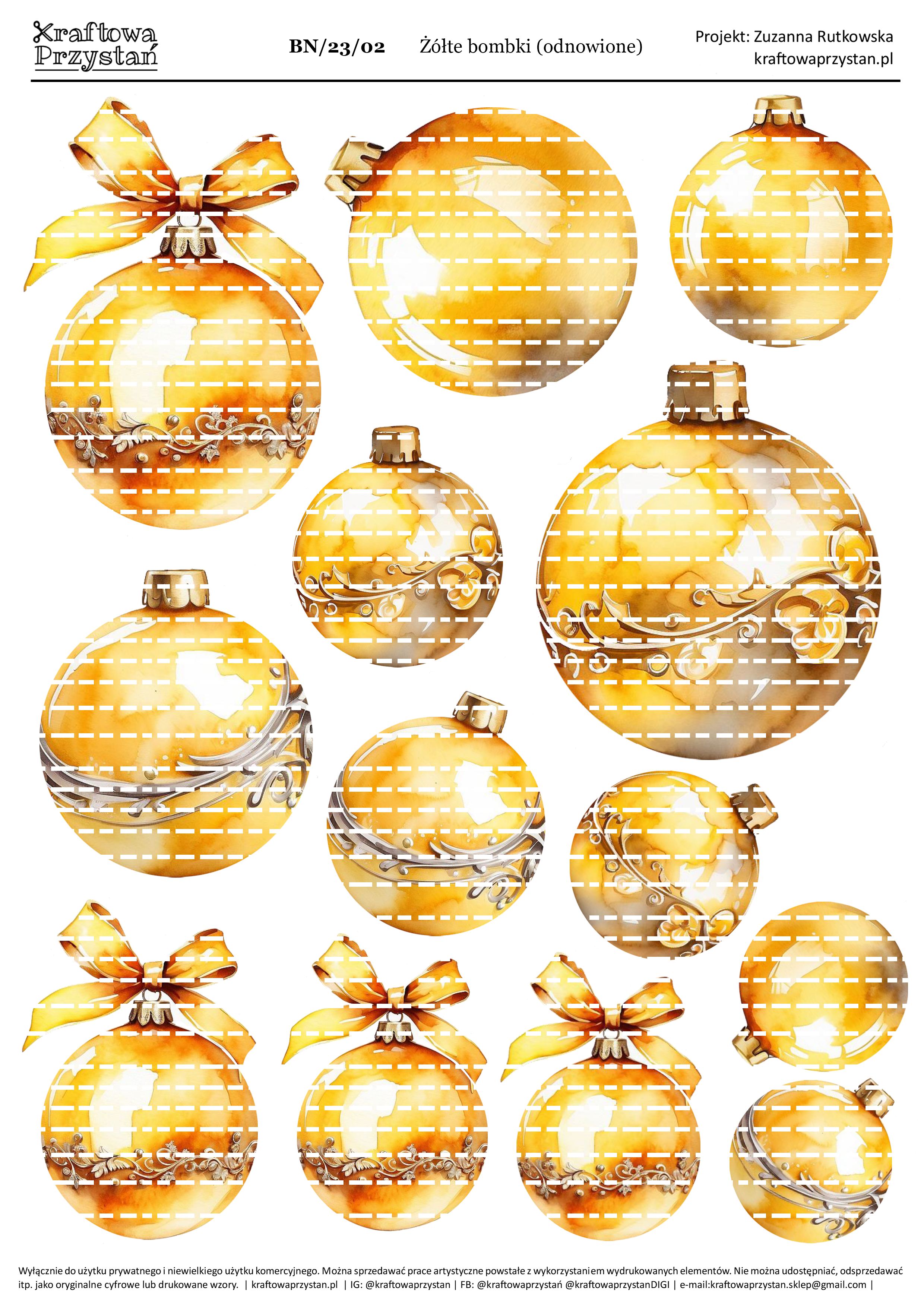 BN.23.02 (odnowione) - żółte bombki świąteczne