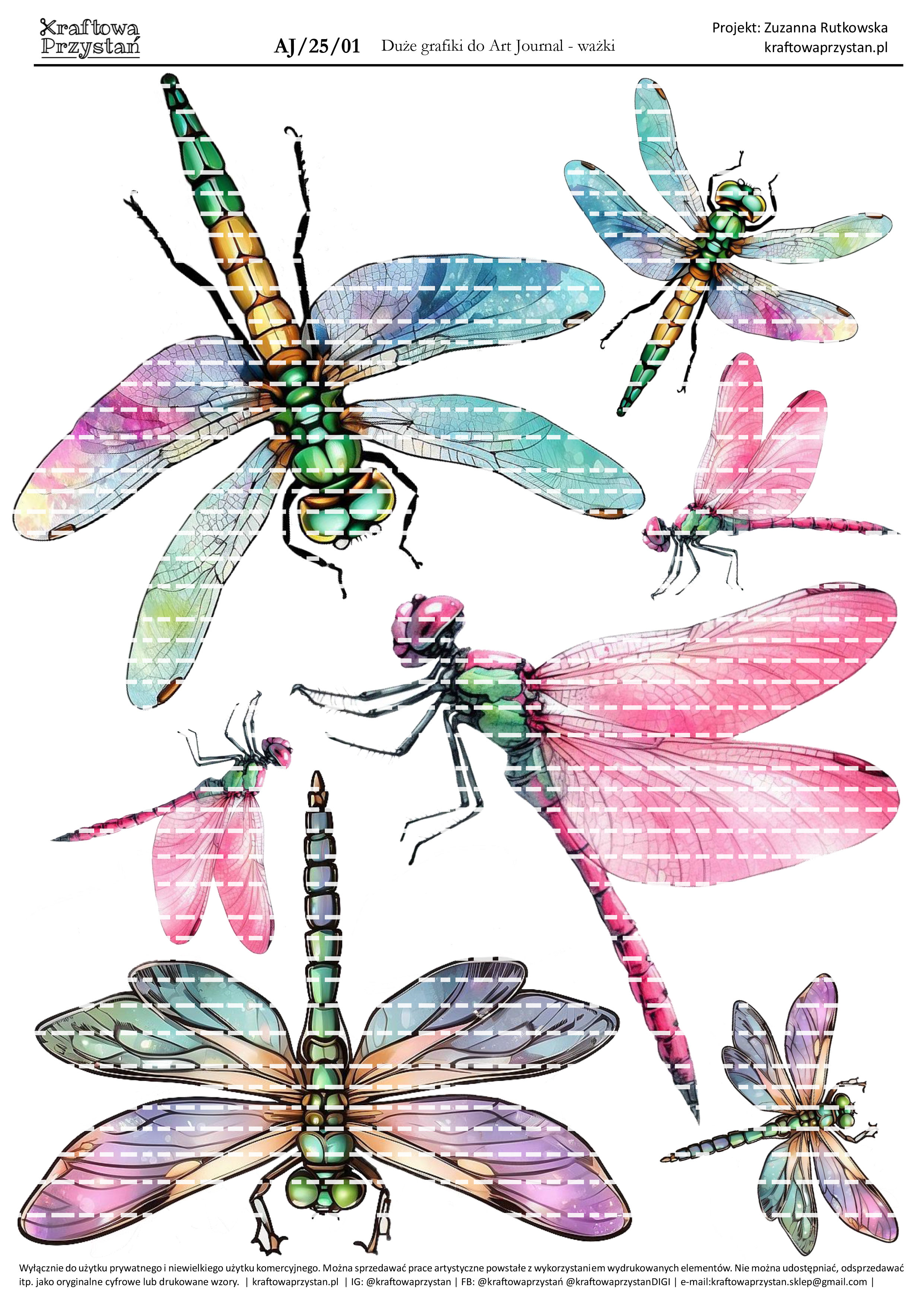 AJ.25.01 - ważki - grafiki do Art Journal