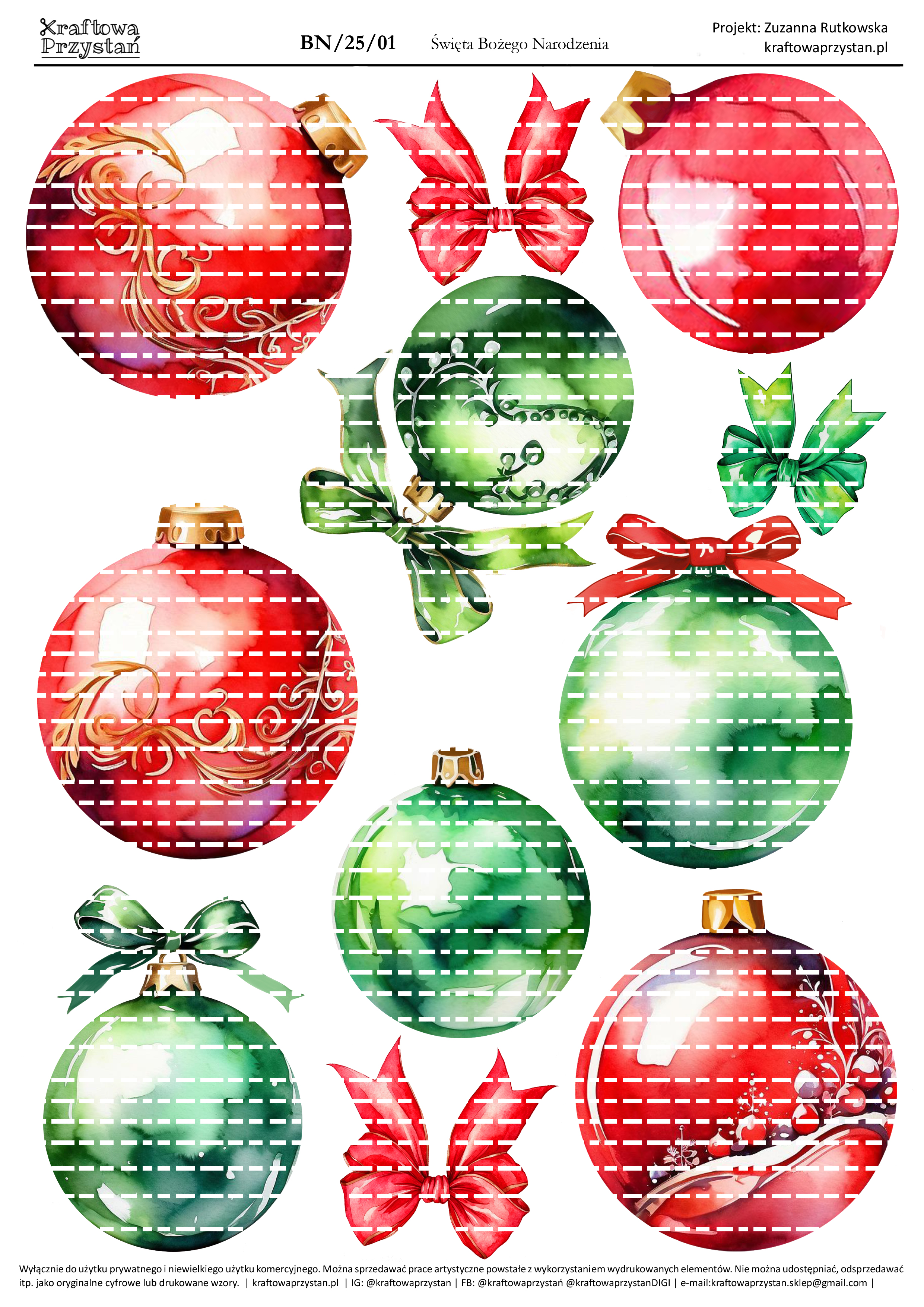 BN.25.01 - czerwone i zielone bombki świąteczne