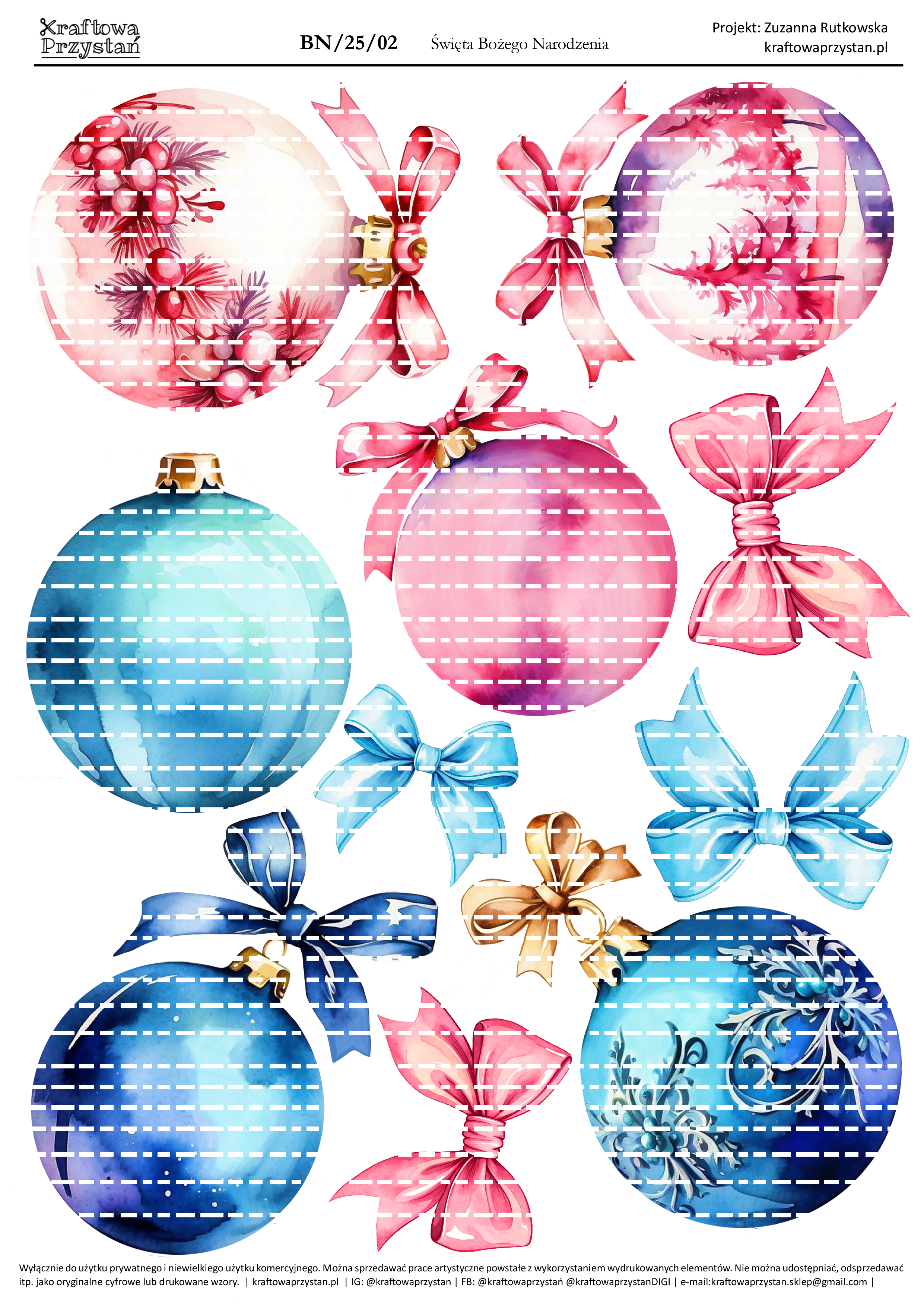 BN.25.02 - różowe i niebieskie bombki świąteczne