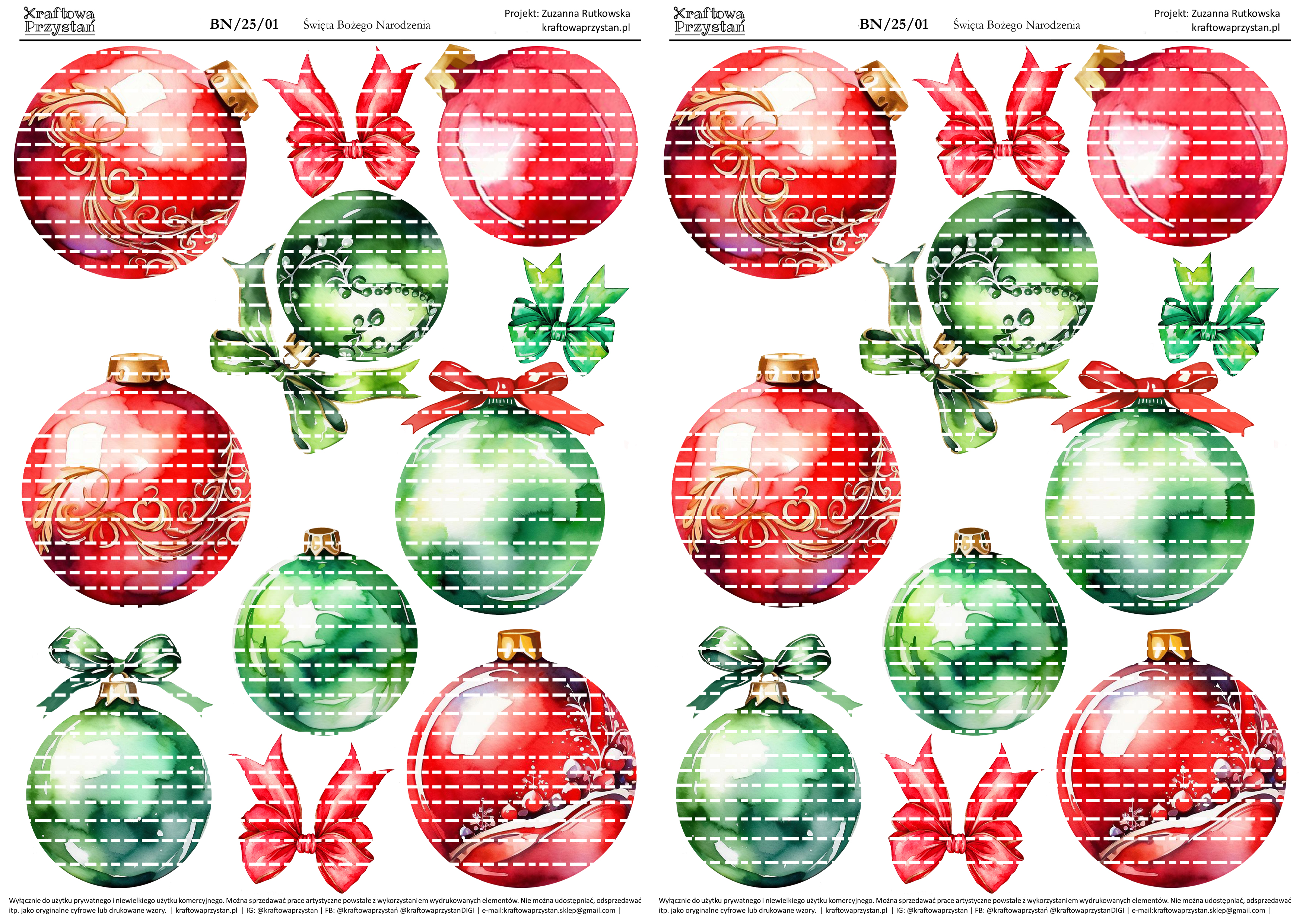 BN.25.01 - czerwone i zielone bombki świąteczne