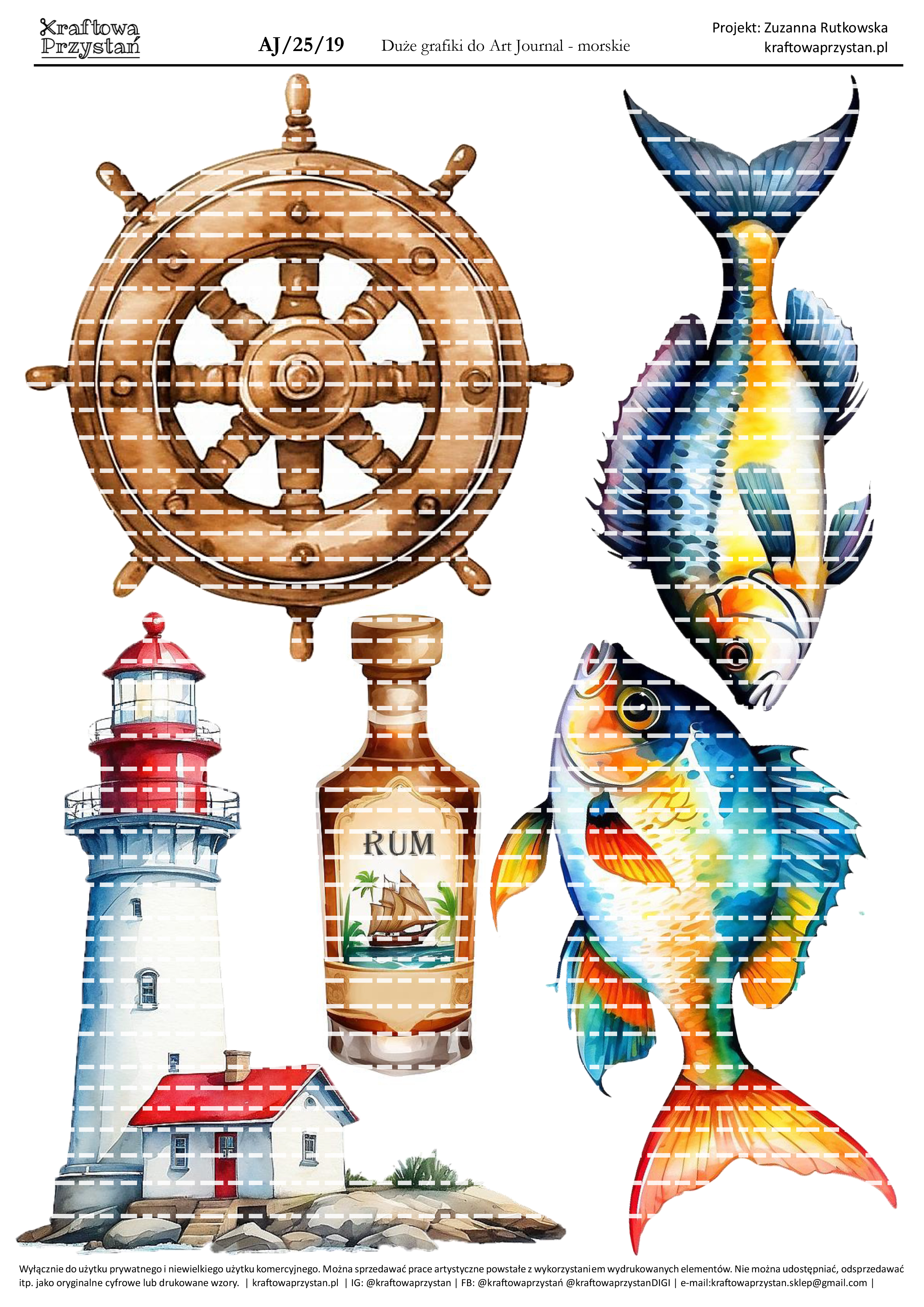 AJ.25.19 - morskie - grafiki do Art Journal