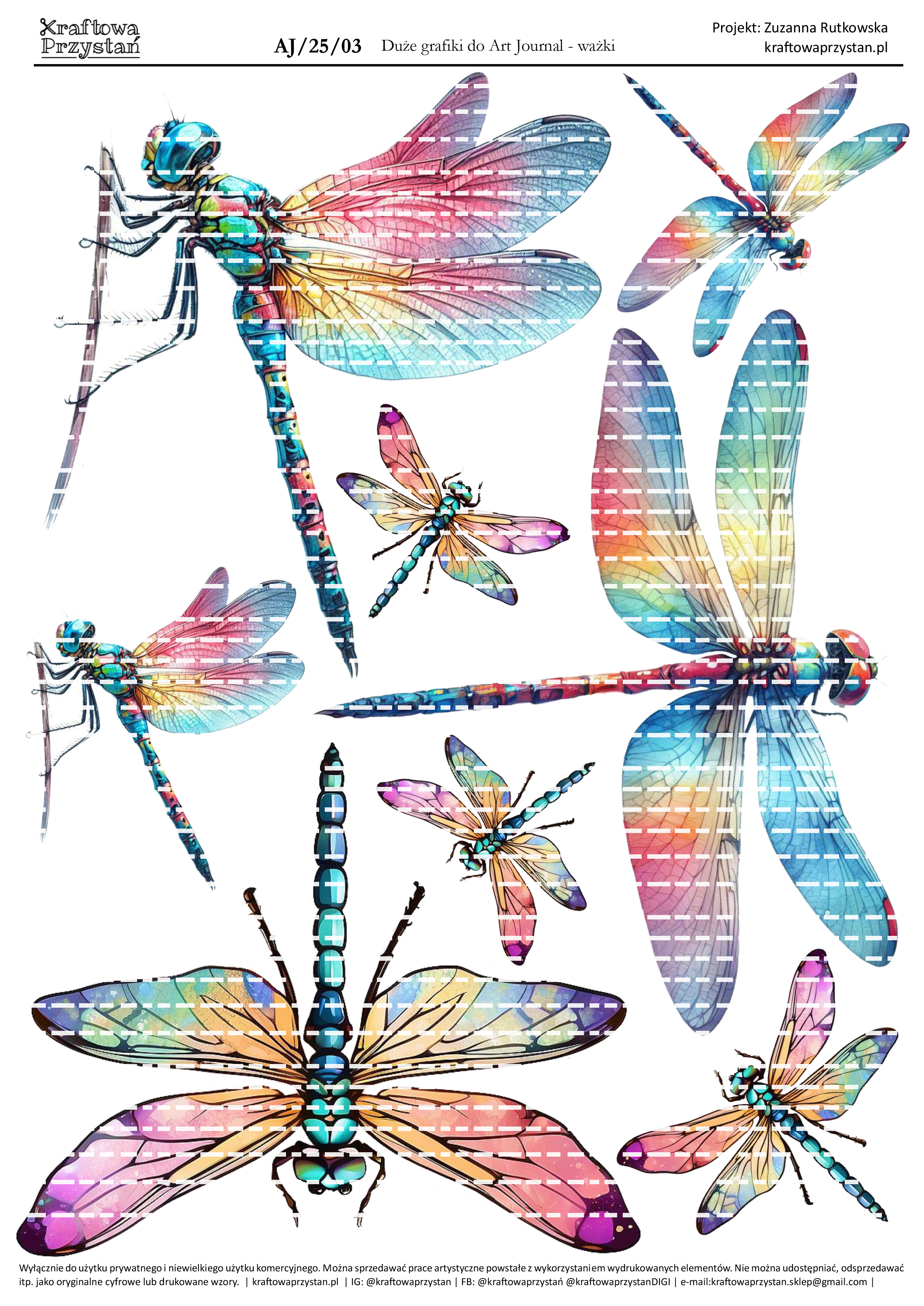 AJ.25.03 - ważki - grafiki do Art Journal