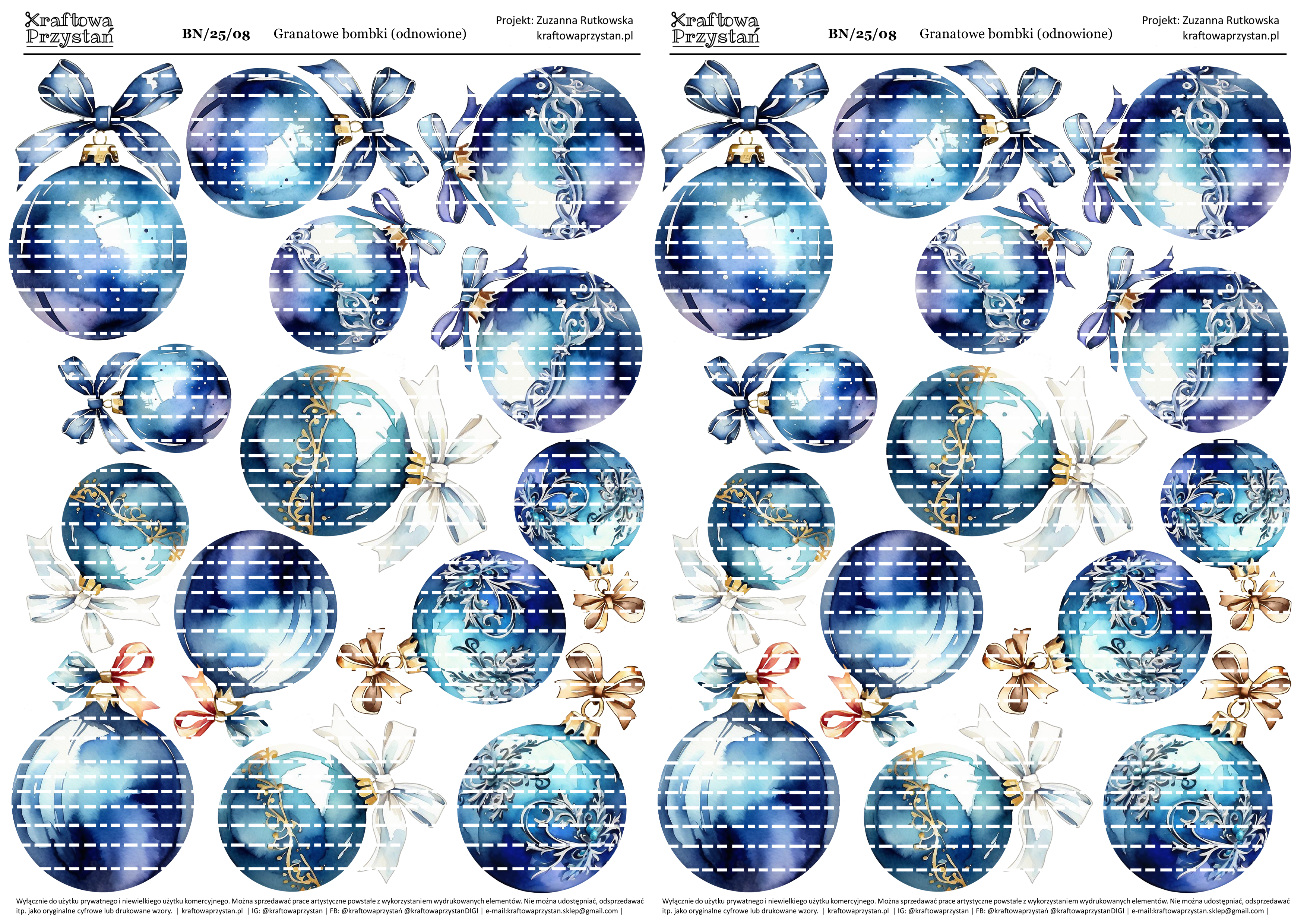 BN.23.08 (odnowione) - granatowe bombki świąteczne