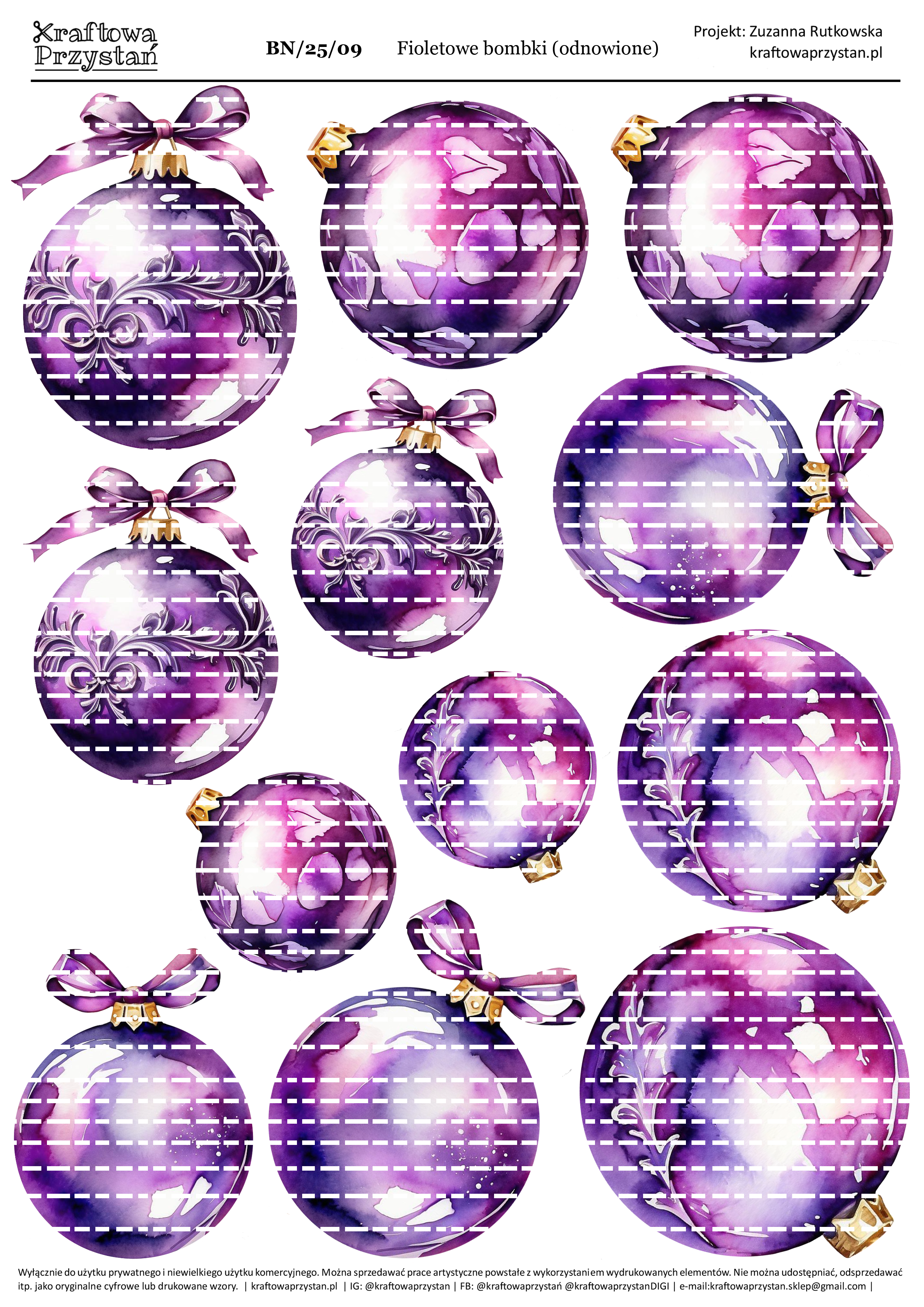 BN.23.09 (odnowione) - fioletowe bombki świąteczne