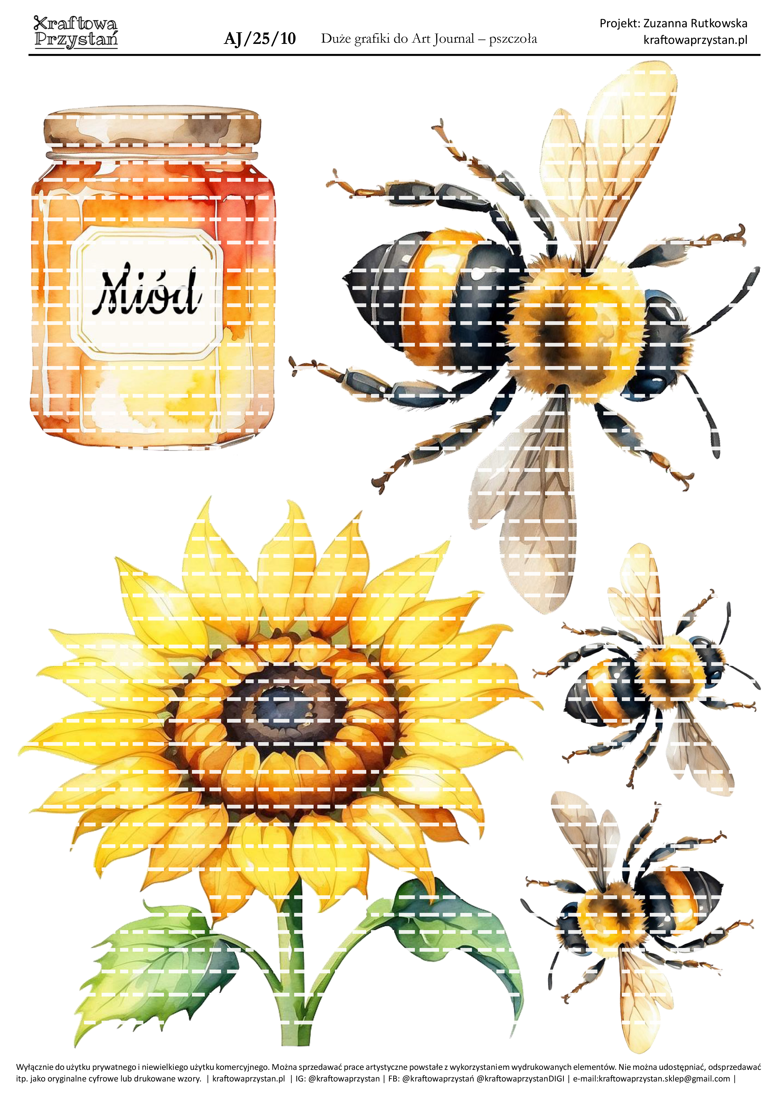 AJ.25.10 - pszczoła i słonecznik - grafiki do Art Journal