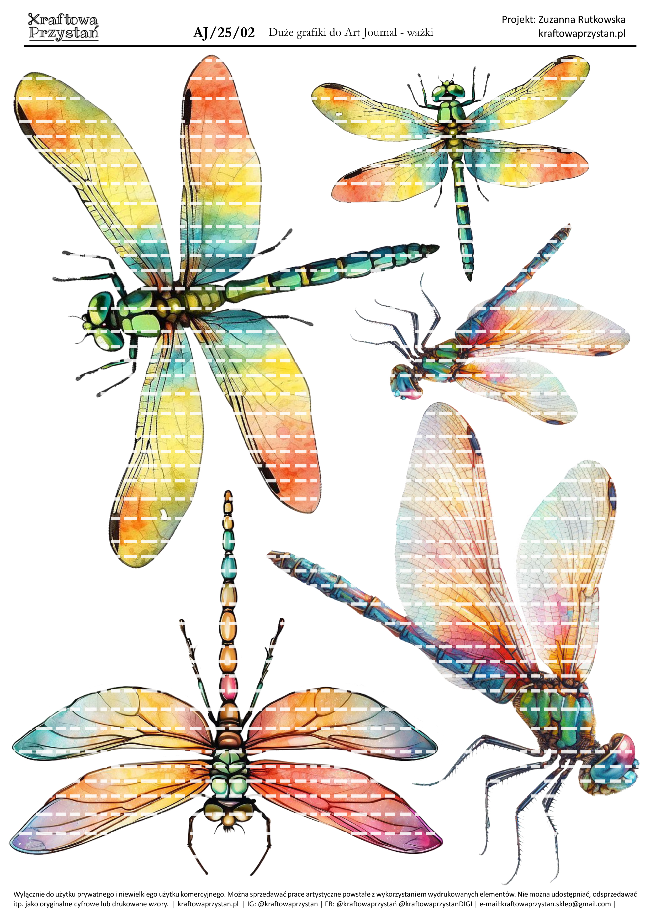 AJ.25.02 - ważki - grafiki do Art Journal