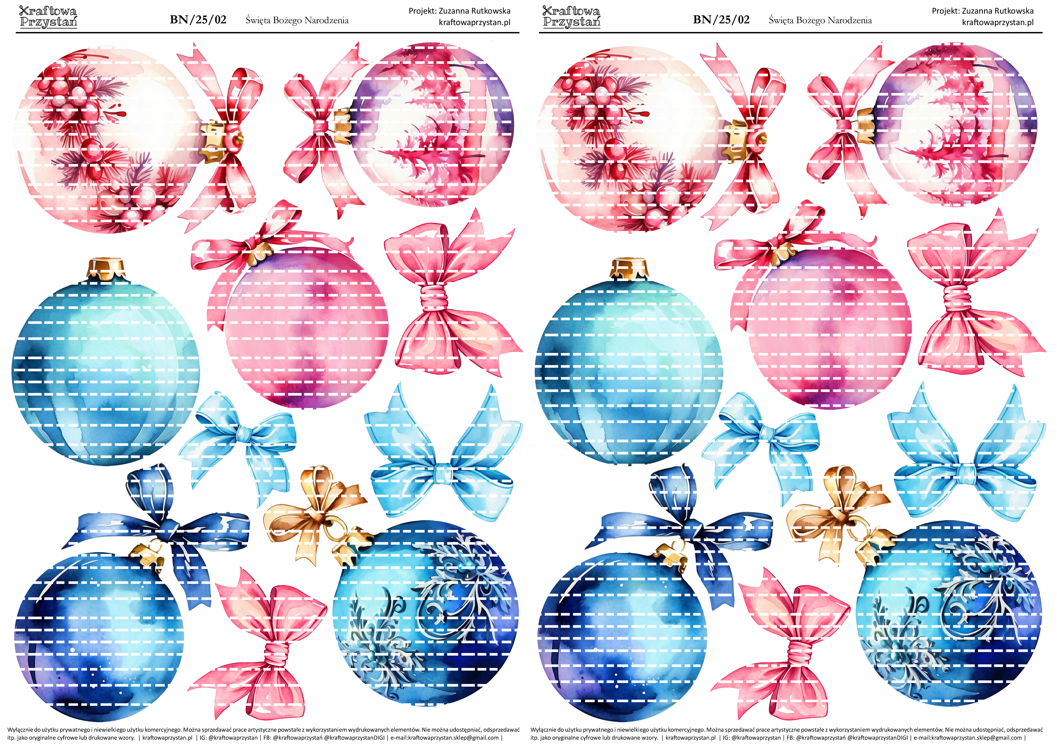 BN.25.02 - różowe i niebieskie bombki świąteczne
