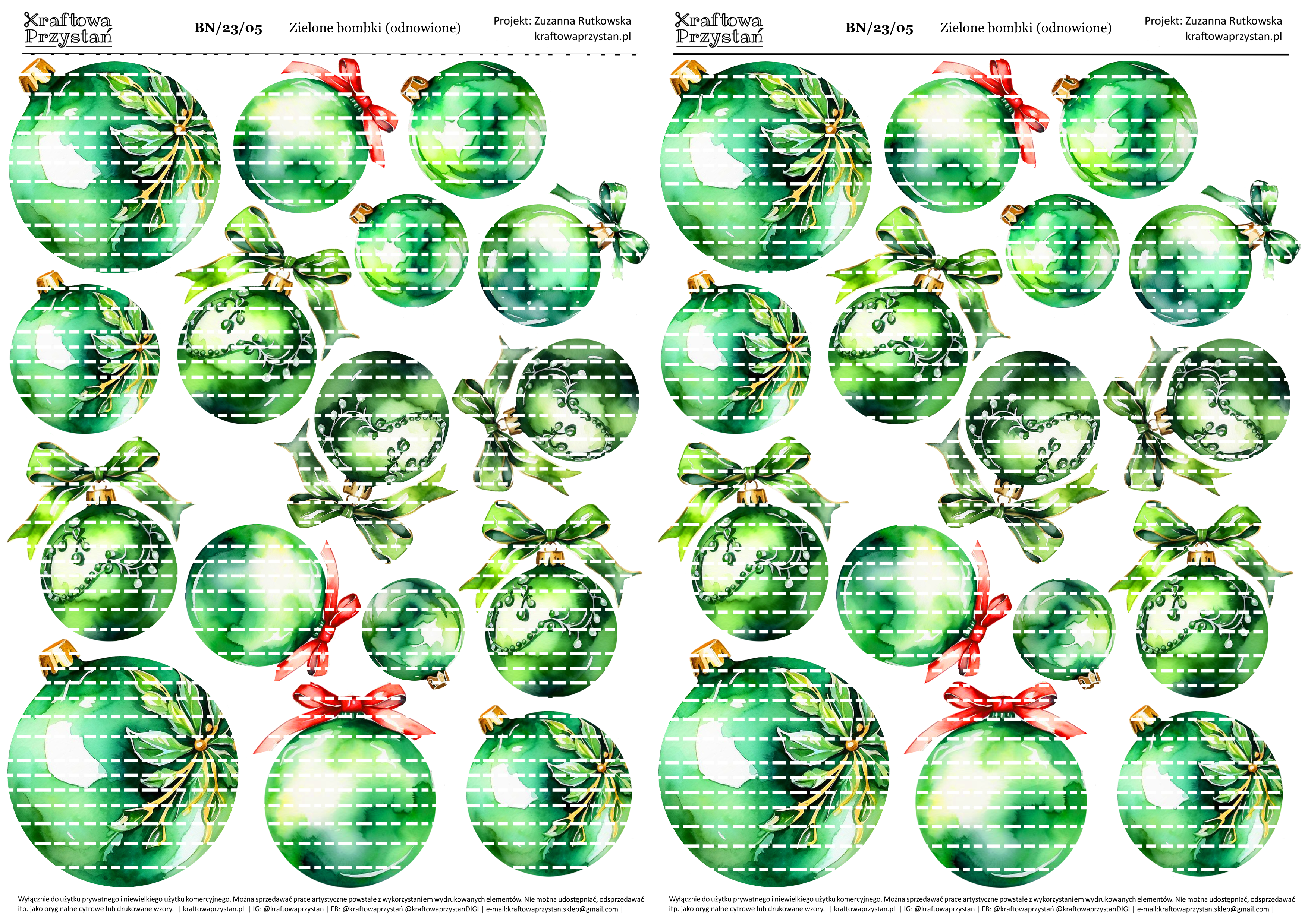 BN.23.05 (odnowione) - zielone bombki świąteczne