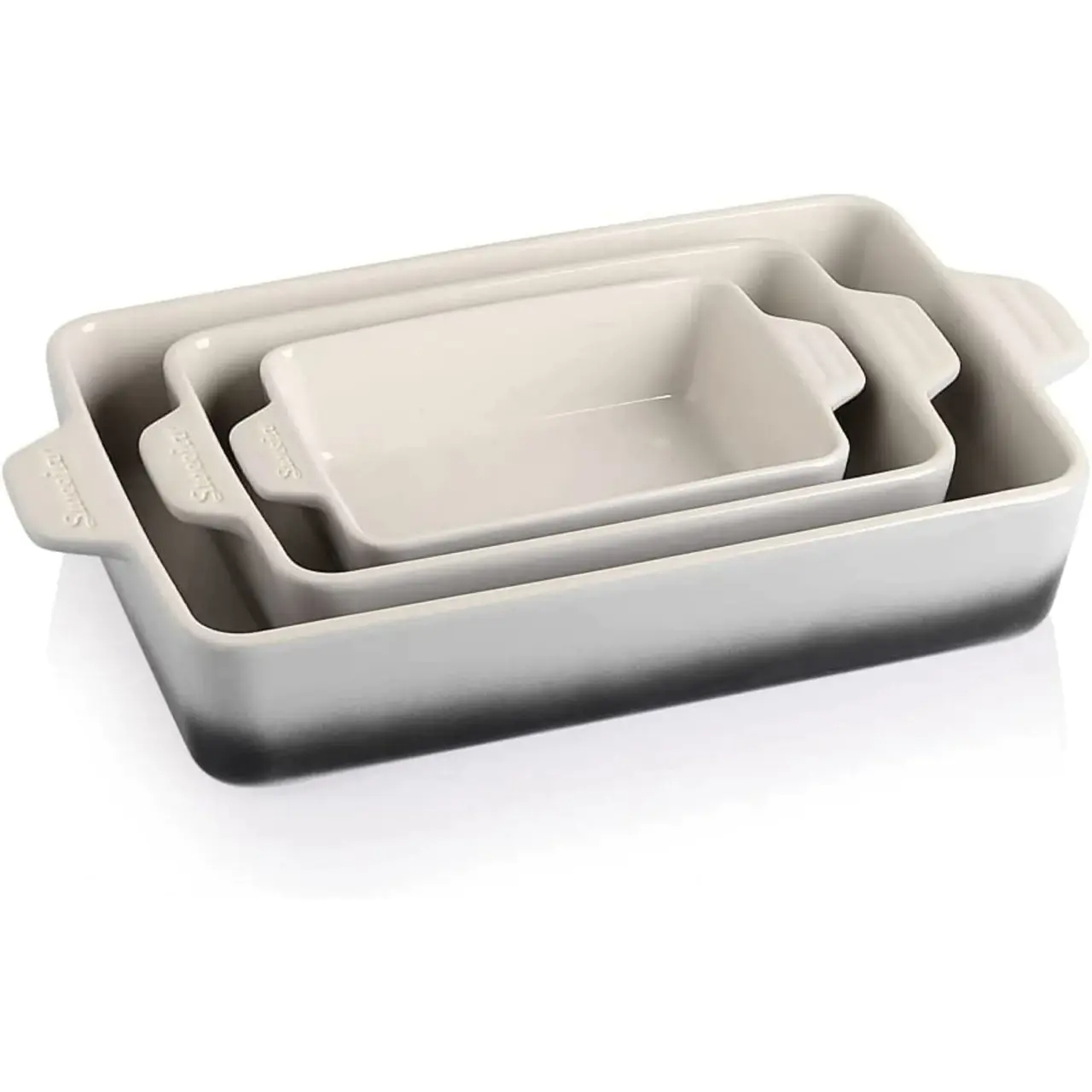 Ceramic Bakeware Set - Rectangular Baking Dish Lasagna Pans for Kitchen - 11.8 x 7.8 x 2.75 Inch - Gradient Gray