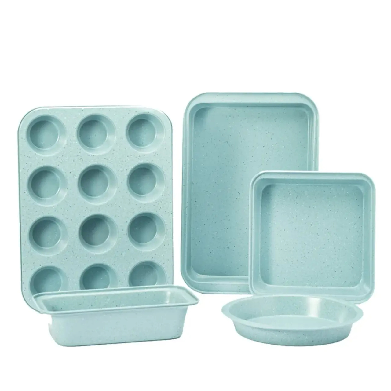 5-Piece Non-Stick Bakeware Set with Round & Square Pans, Muffin Pan, Loaf Pan & Baking Sheet