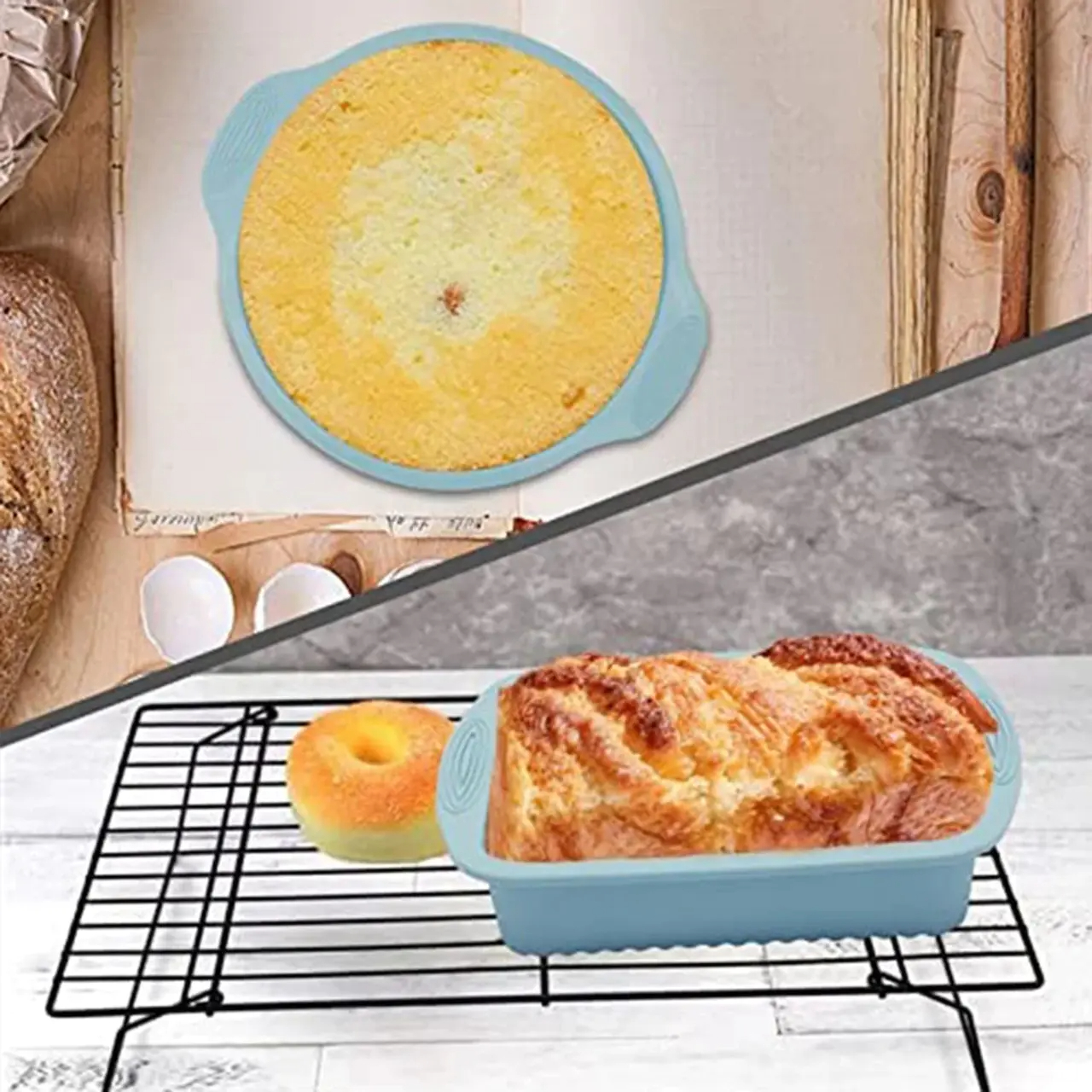 5-Piece Non-Stick Bakeware Set with Round & Square Pans, Muffin Pan, Loaf Pan & Baking Sheet