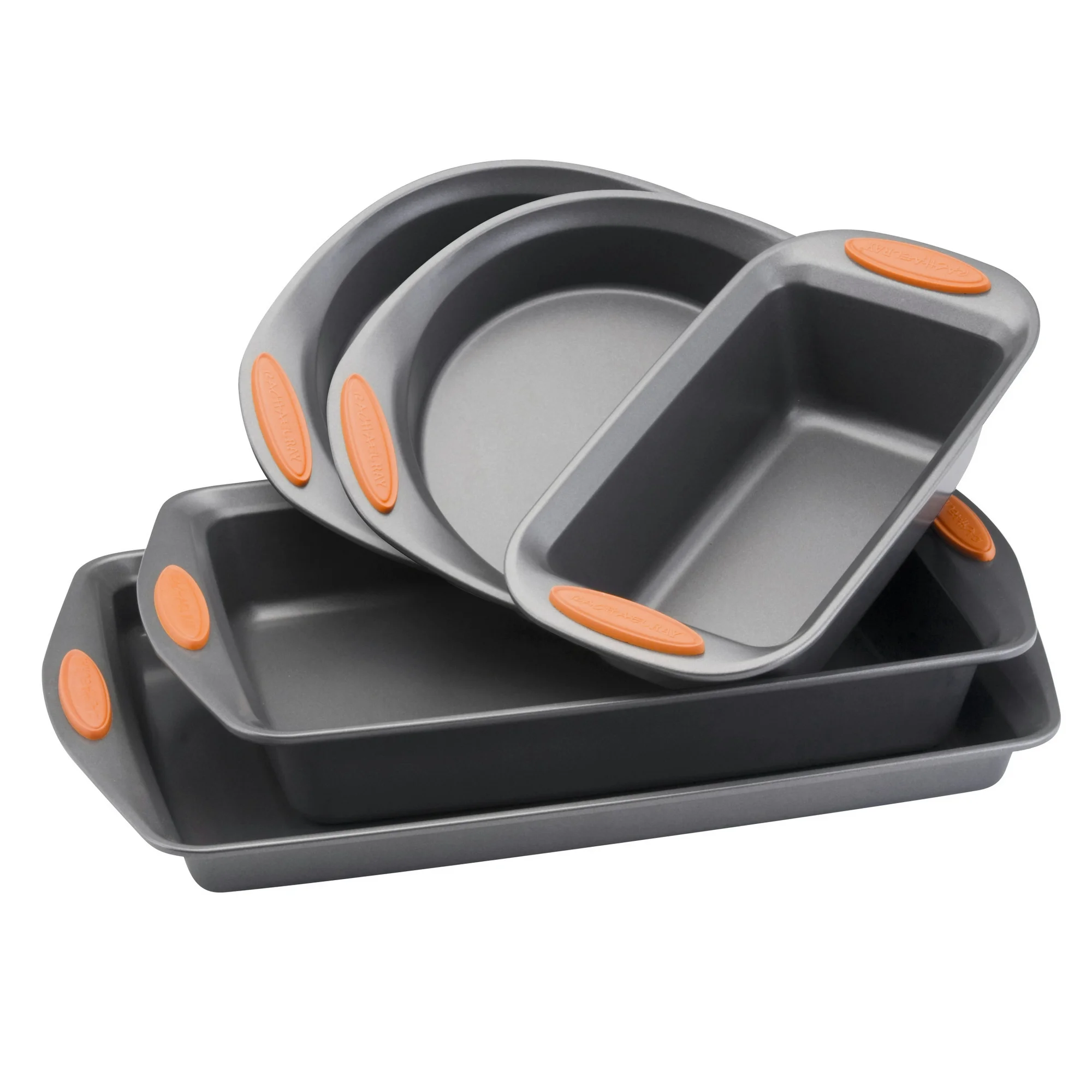 5-Pieces Nonstick Bakeware Baking Pans Set, Gray and Orange