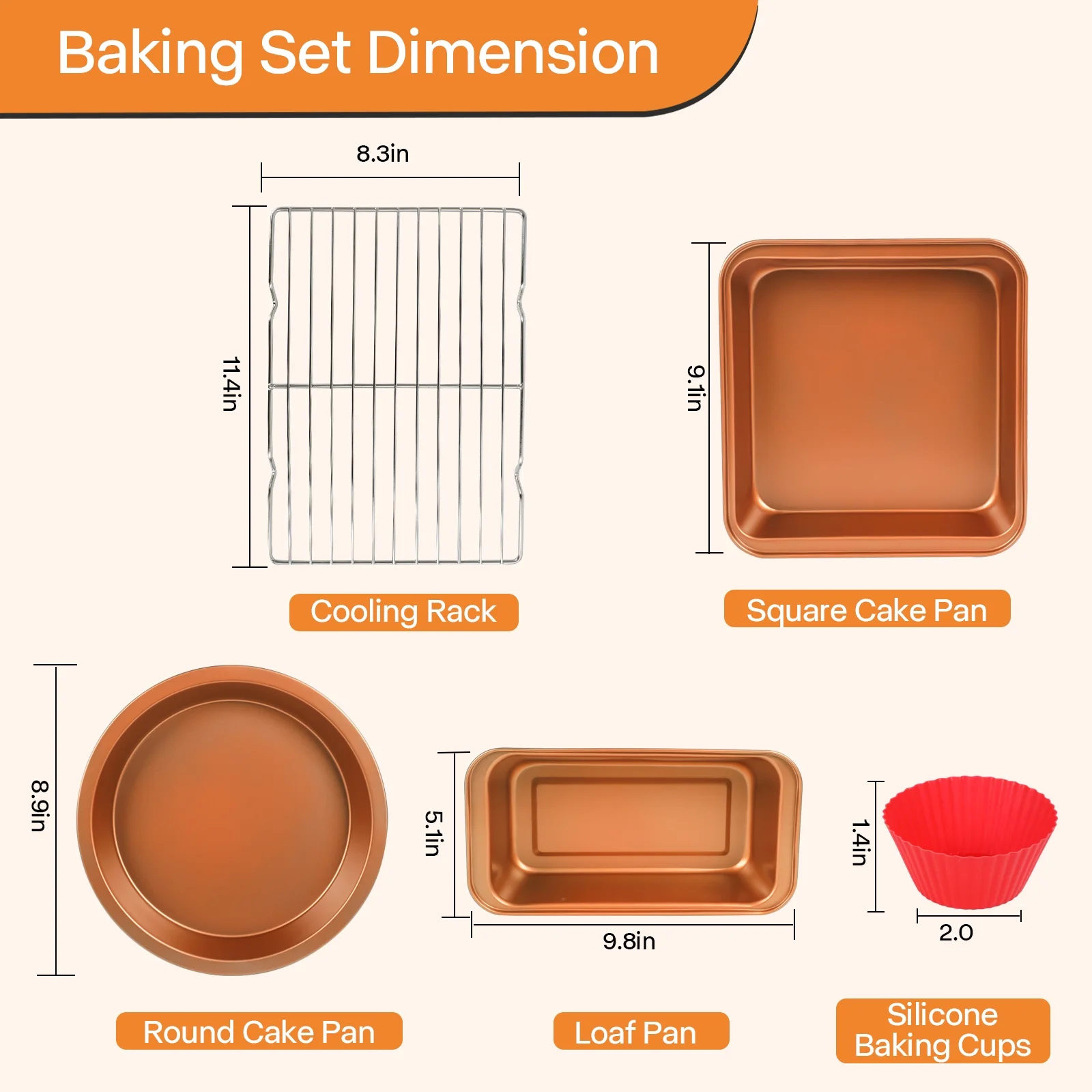 Baking Pan Set, Steel Nonstick Bakeware Set, Baking Pan for Oven 6-Piece