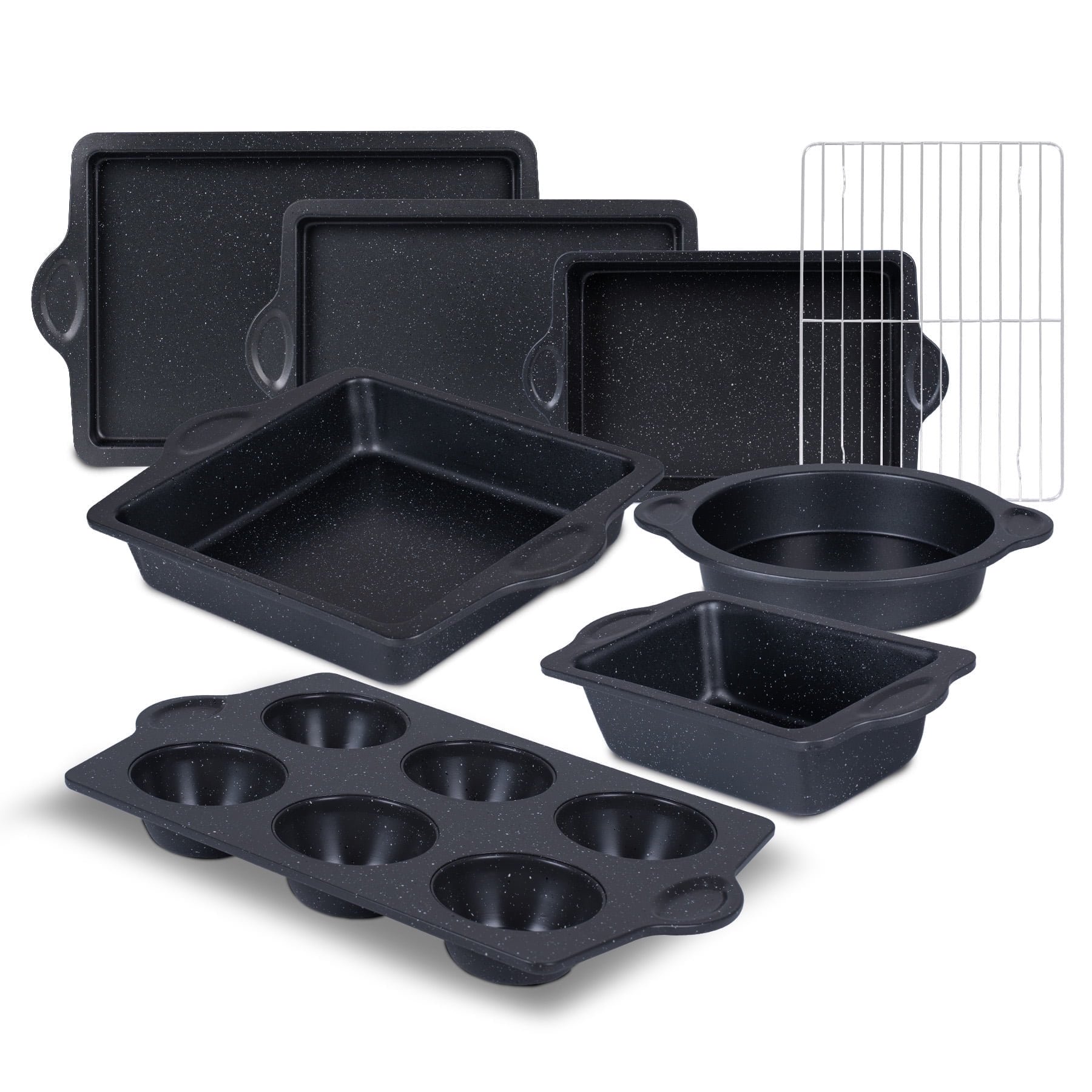 8pcs Baking Pans Set, Carbon Steel Cookie Sheets, Nonstick Oven Bakeware Sets with Loaves Pan, PFOA PFOS Free