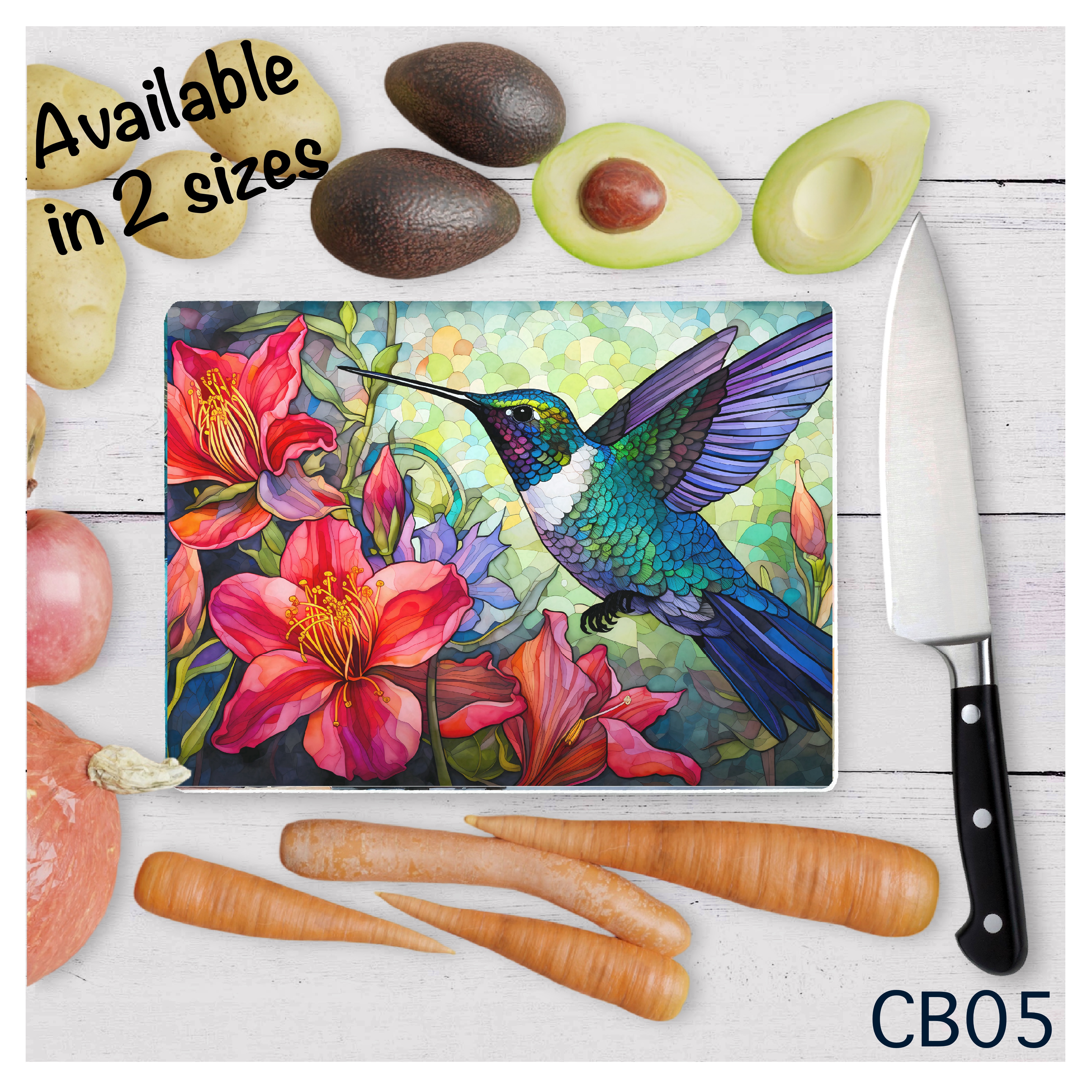 Hummingbird Glass Cutting Board