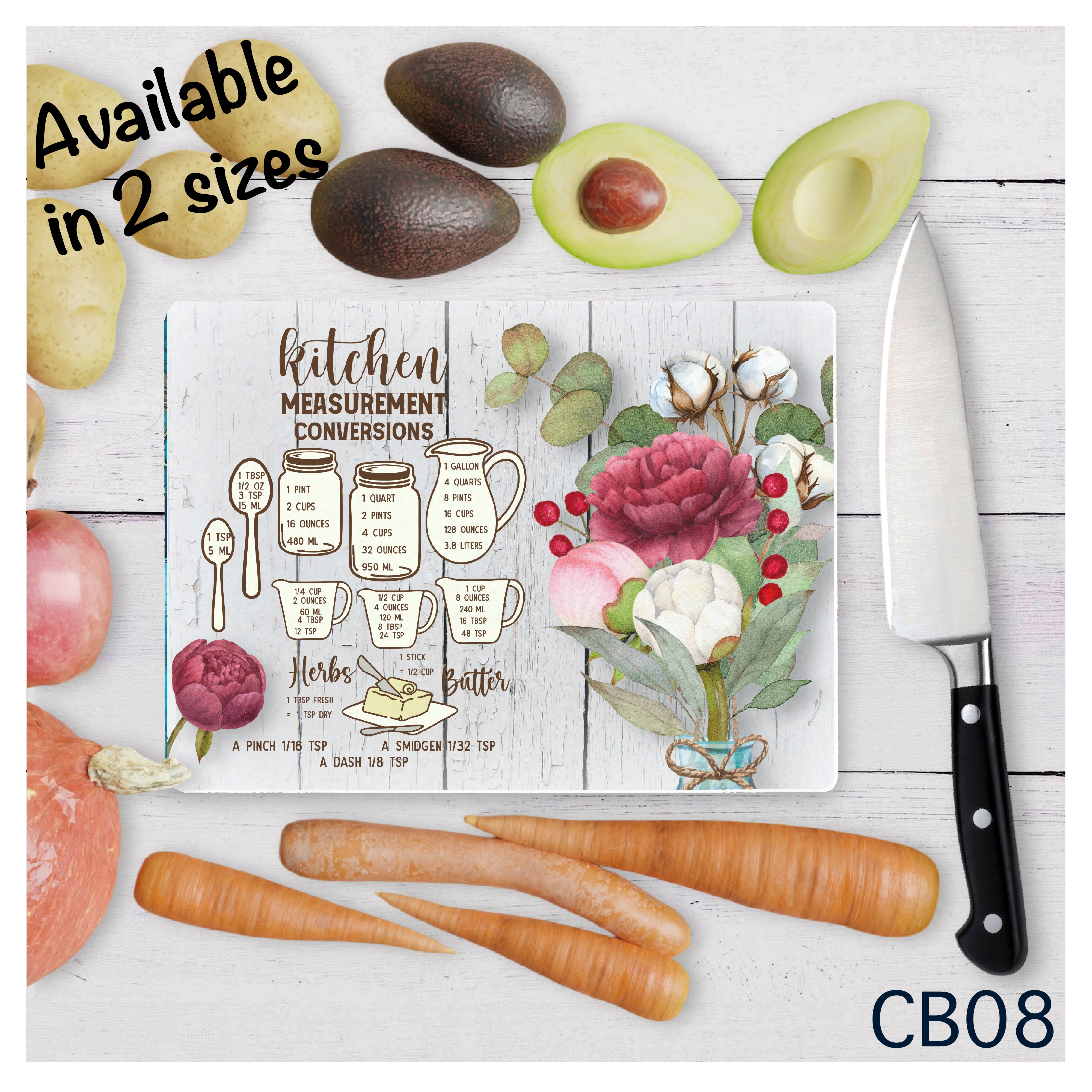 Kitchen Measurement Conversions Cutting Board