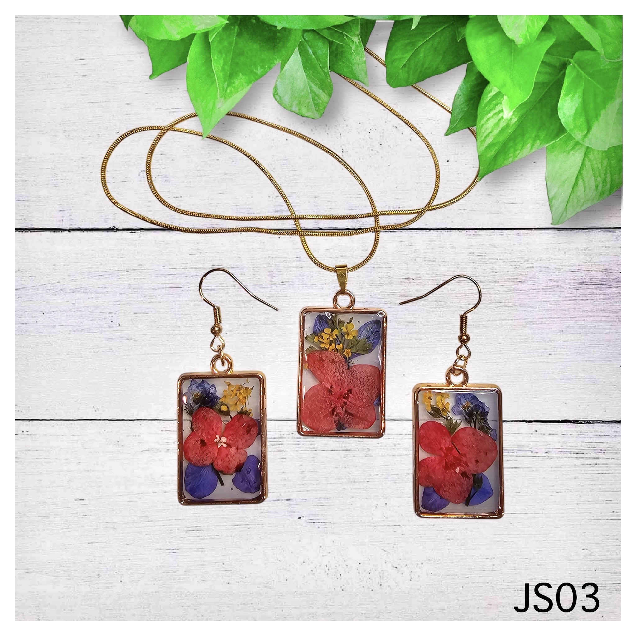Floral Pendant and Earring Set