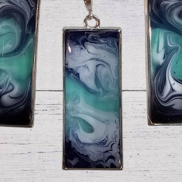 Handcrafted Rectangular Pendant and Earring Set