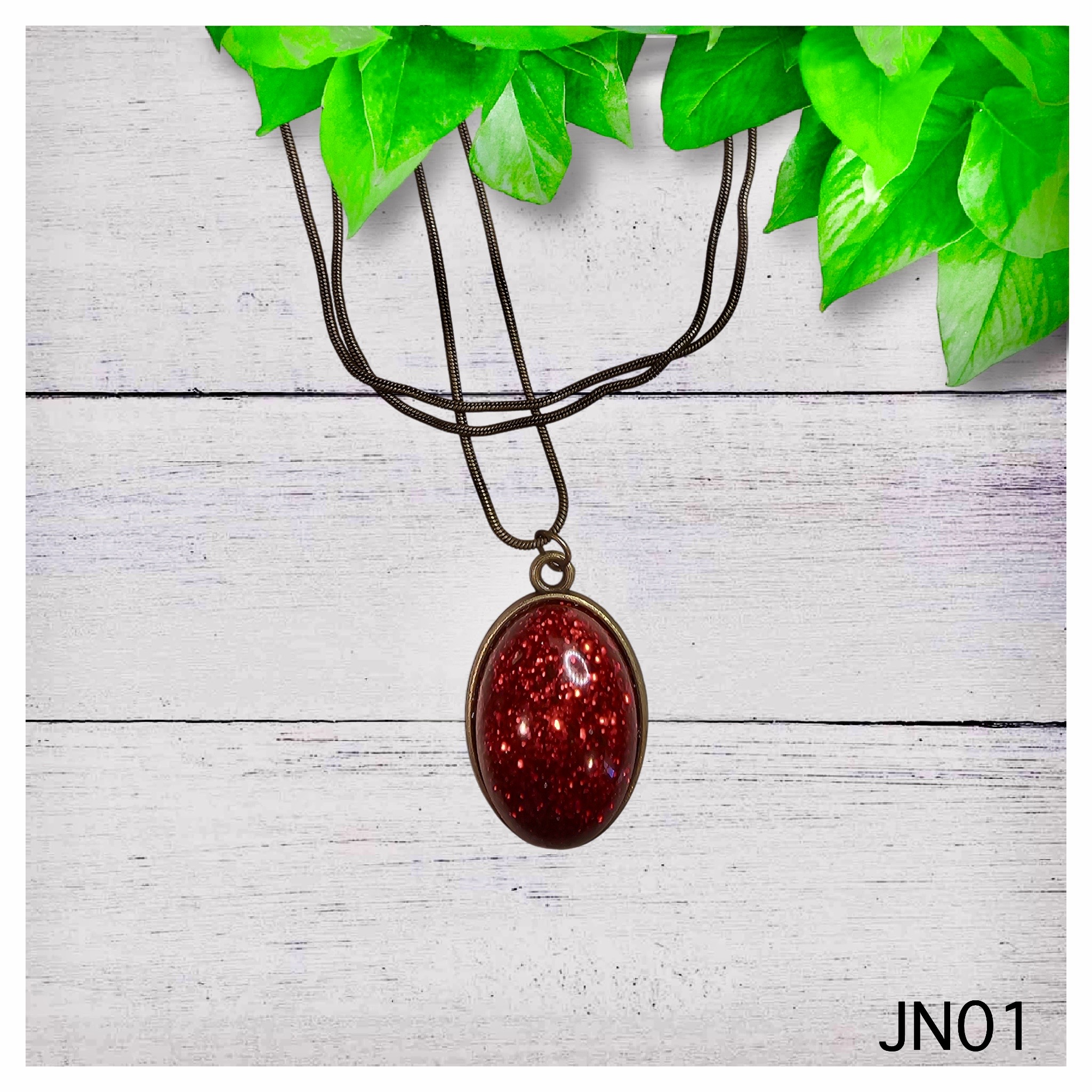 Vintage Red Resin Pendant Necklace
