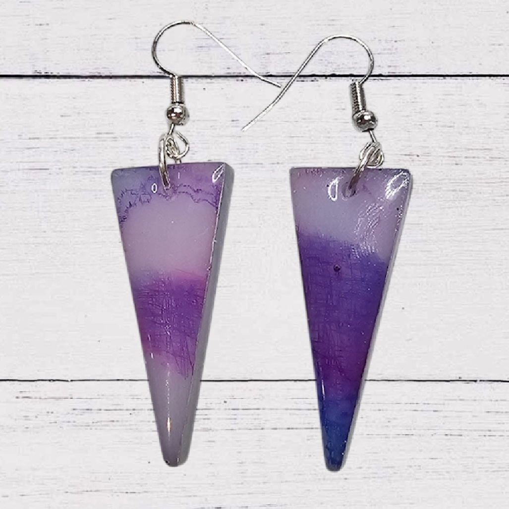 Purple Marbled Earrings
