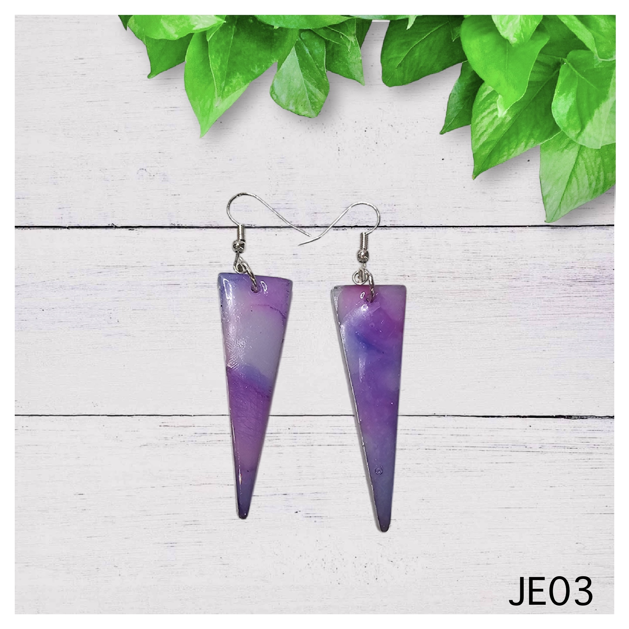 Purple Marbled Earrings