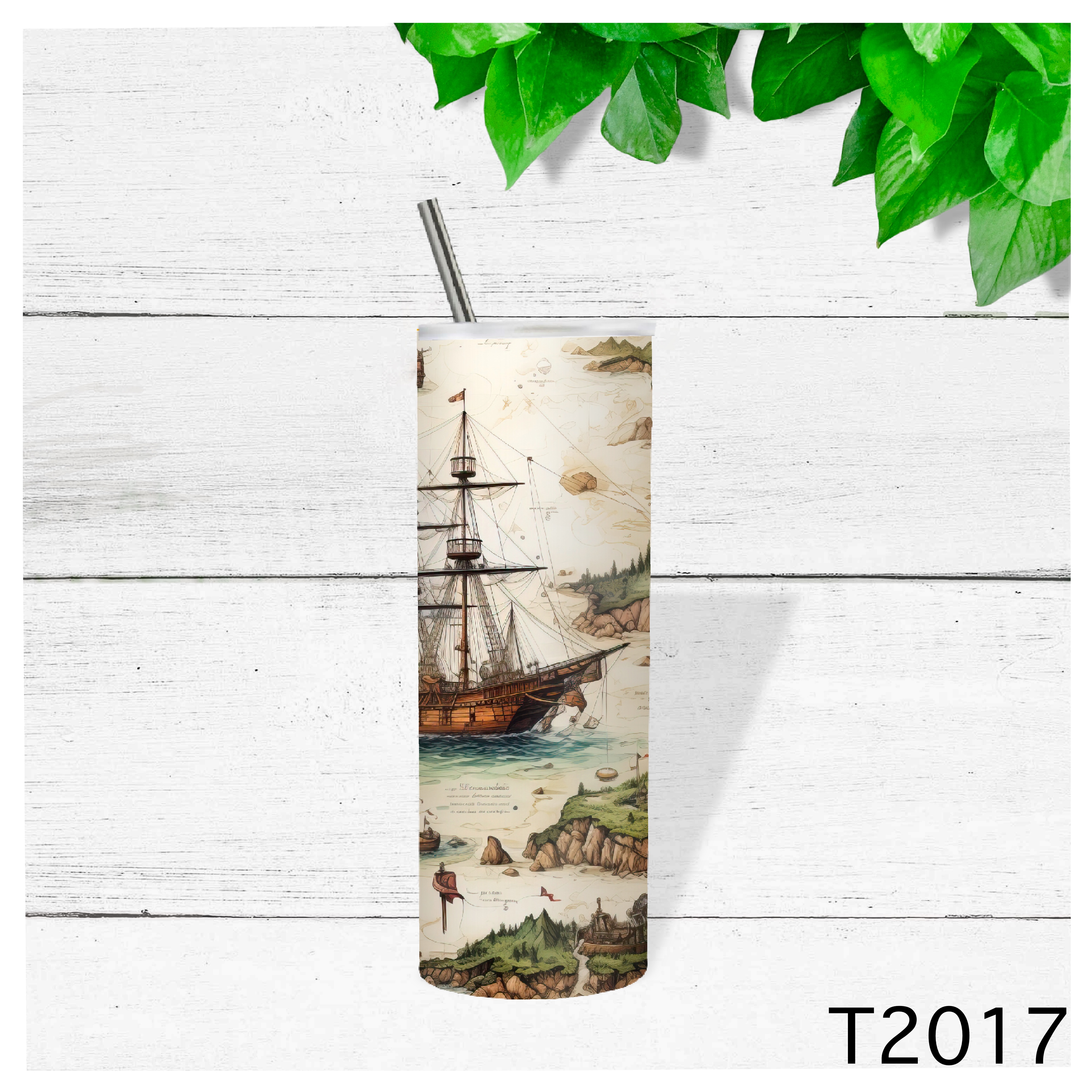 Nautical Pirate Ship tumbler