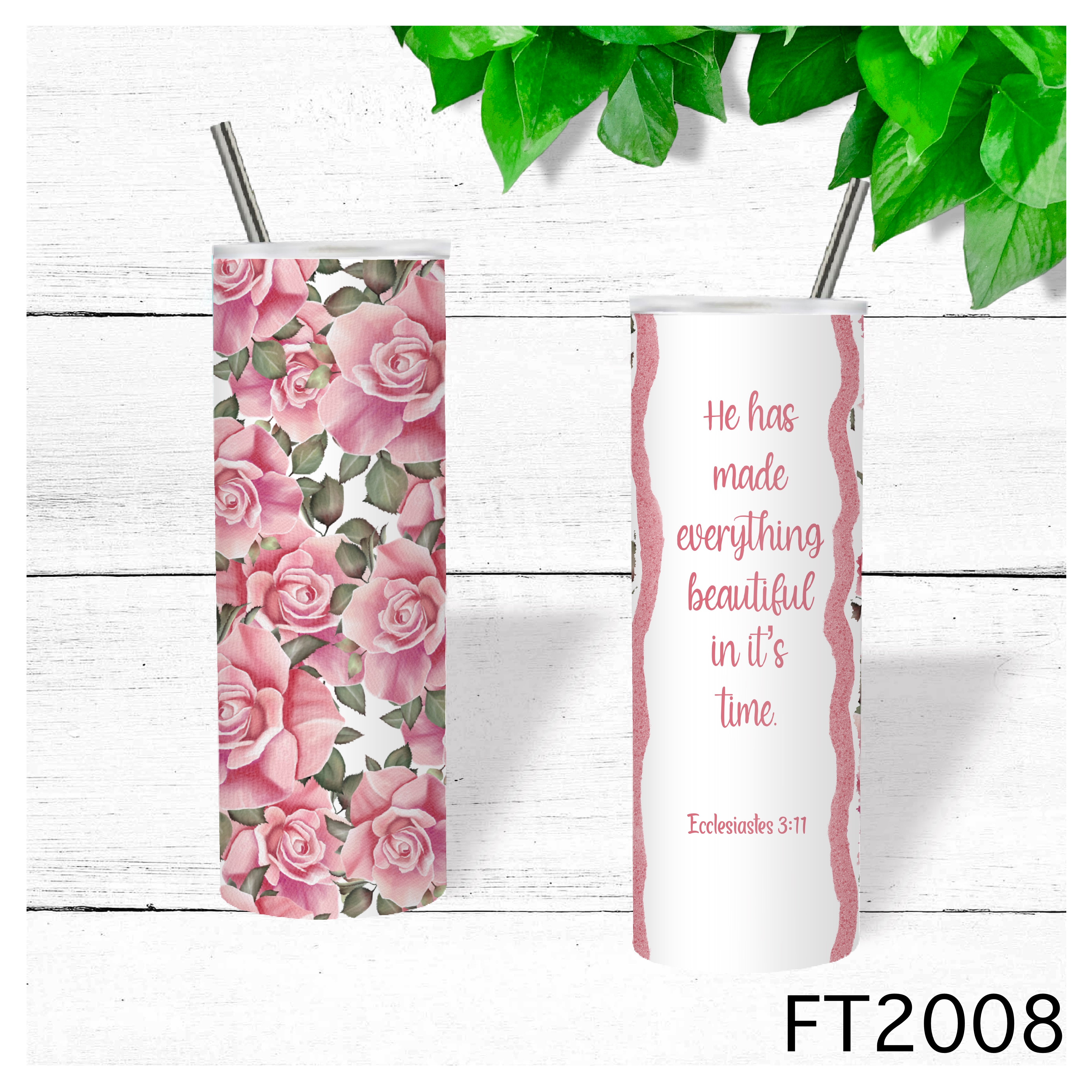 Floral and Scripture Insulated Tumbler