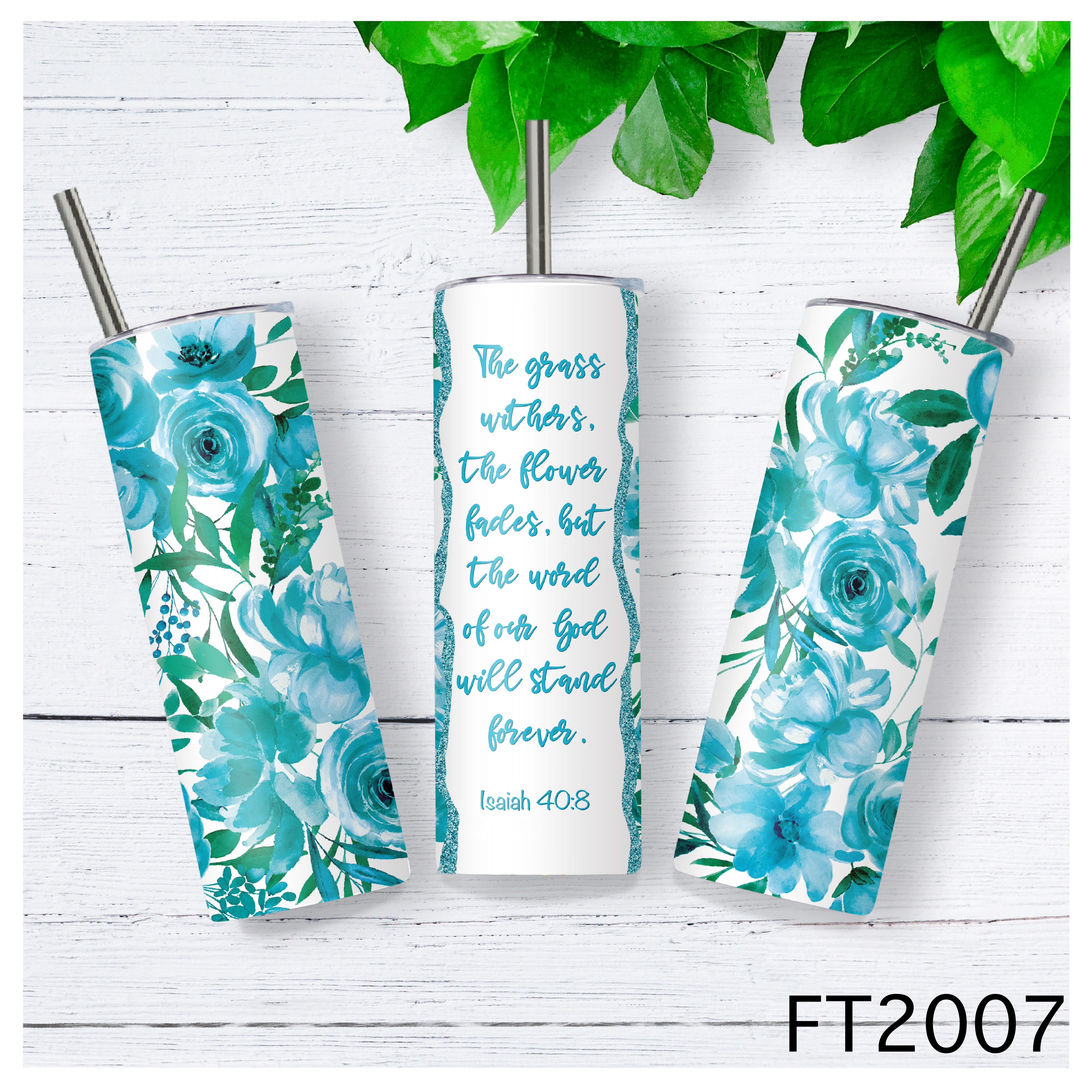 Floral and Scripture Insulated Tumbler