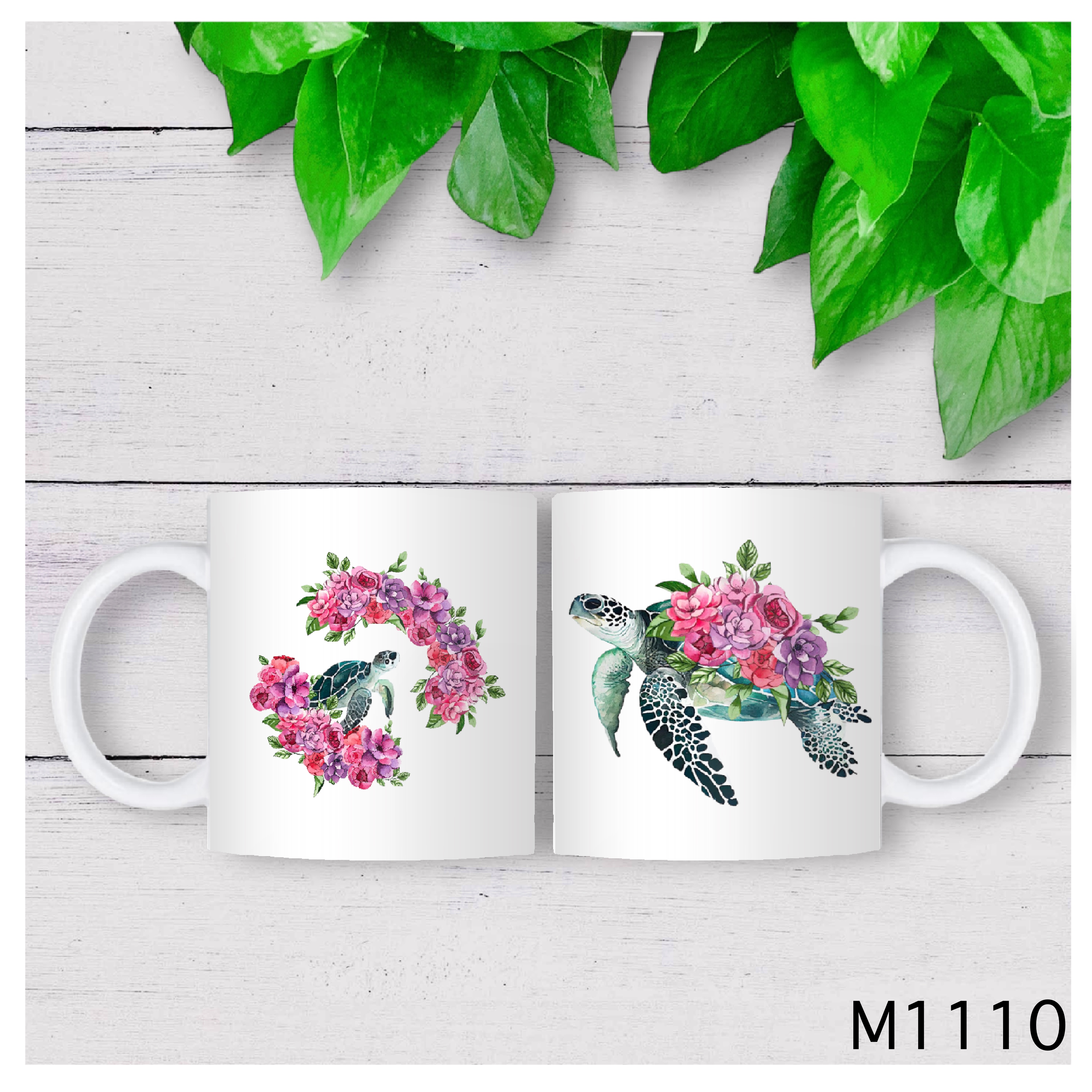 Floral Turtle Design Mug