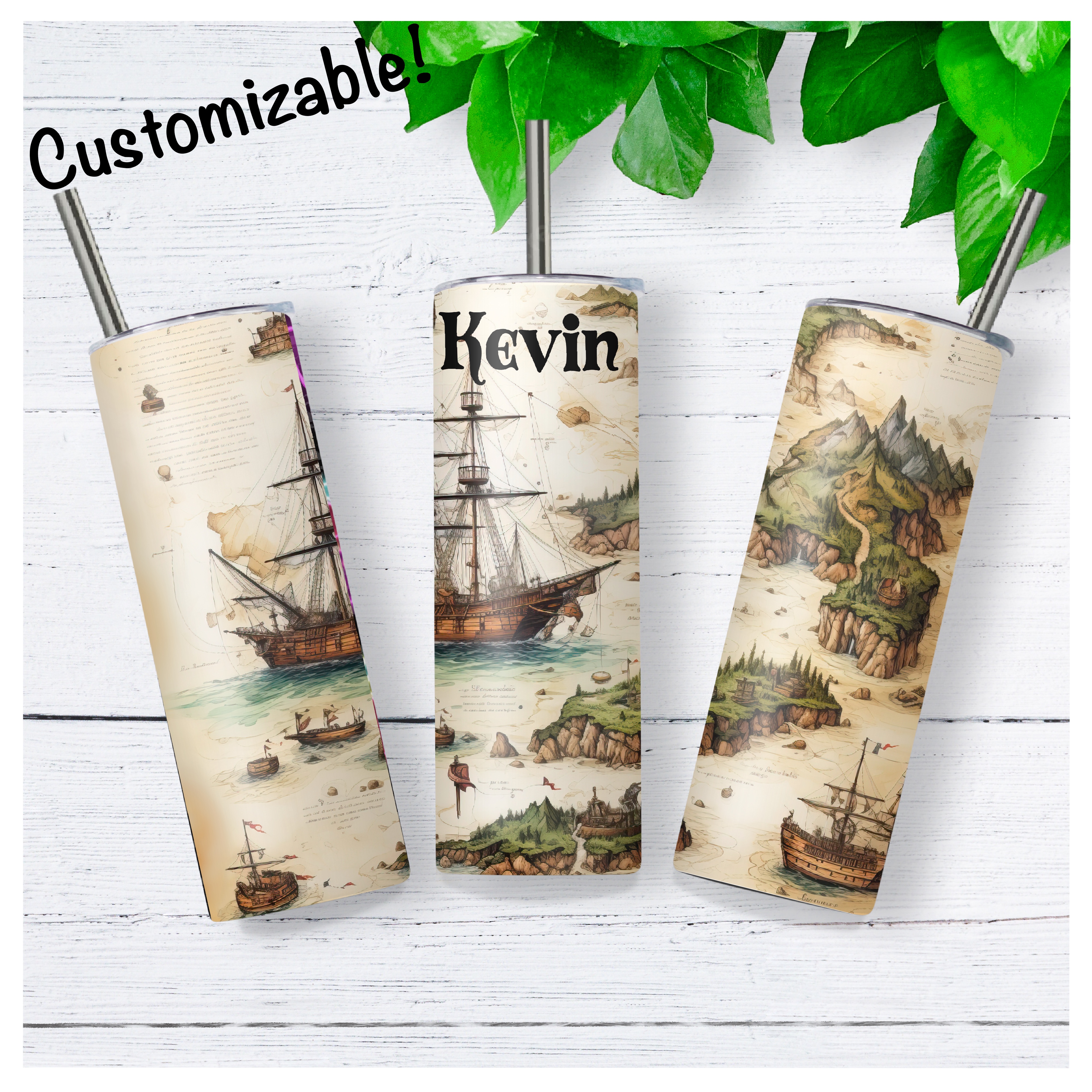 Nautical Pirate Ship tumbler