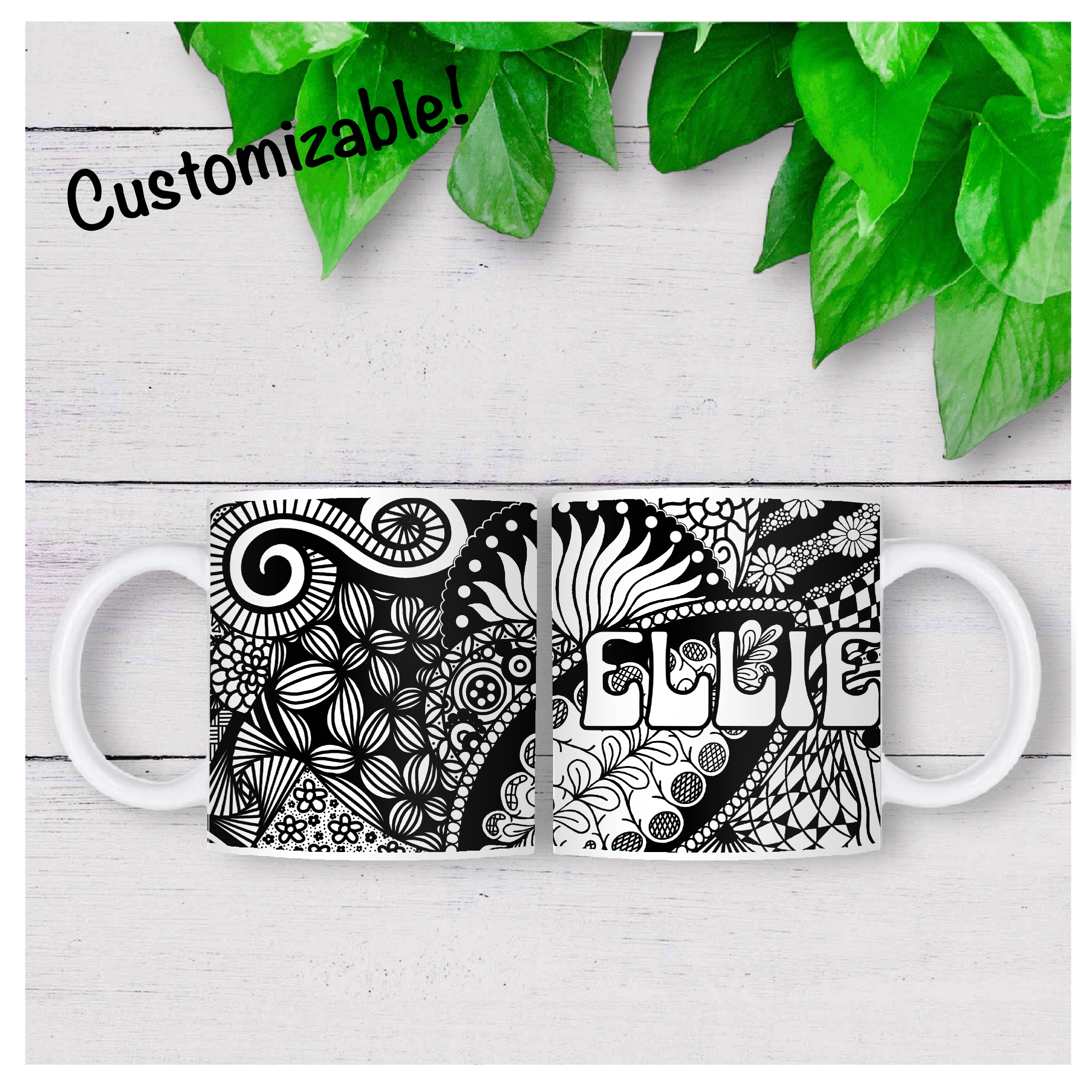 Artistic Black and White Mug