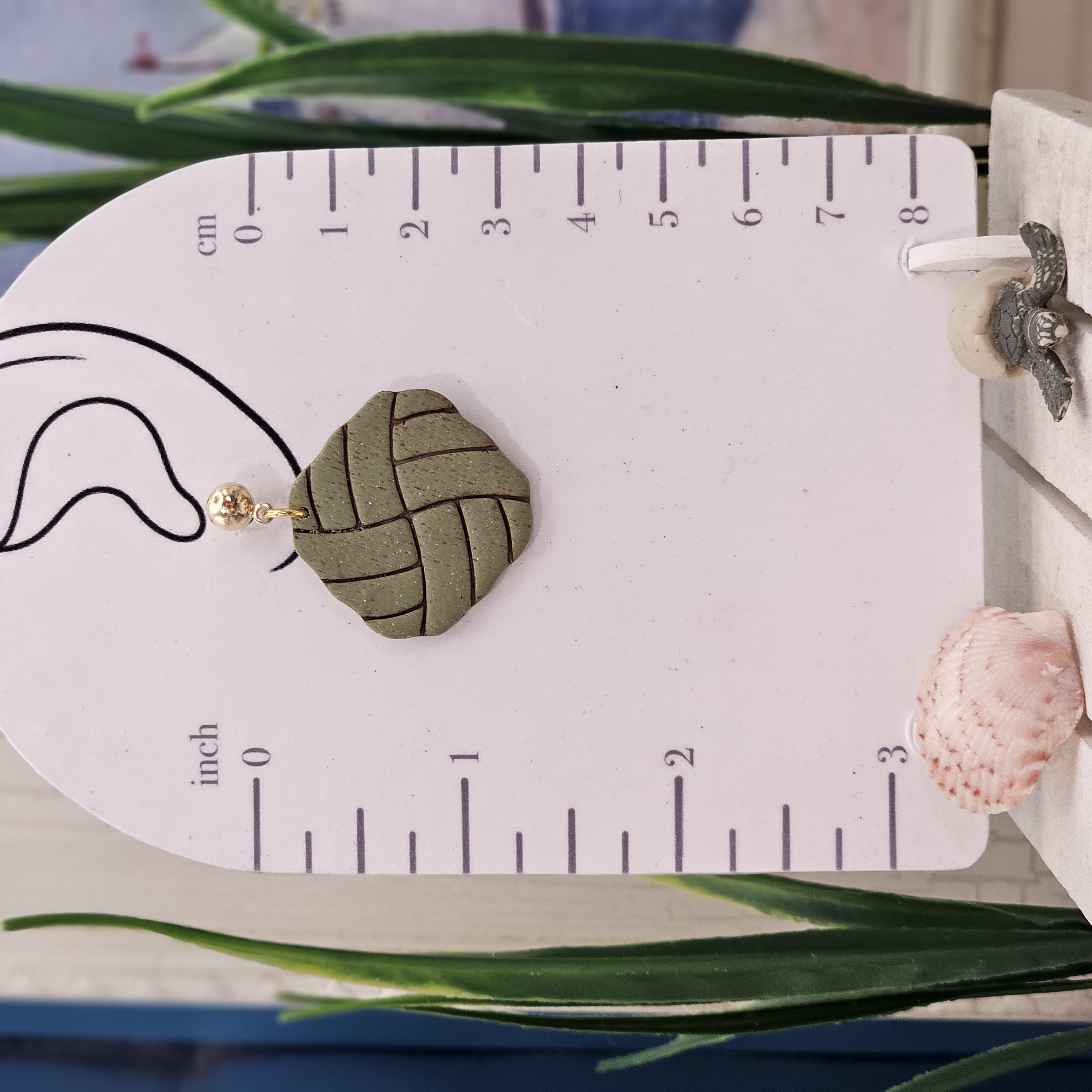 Handcrafted Olive Green Woven Earrings