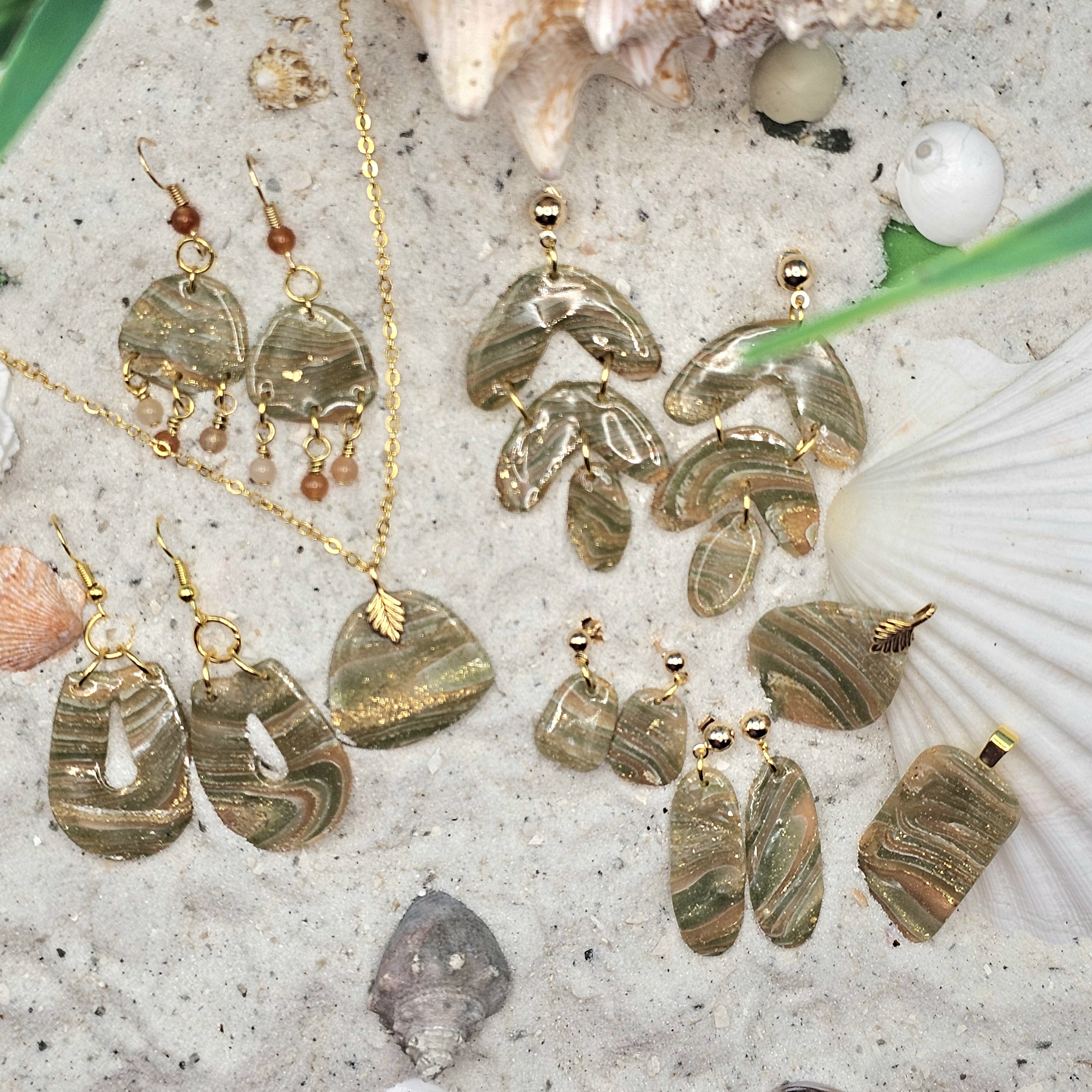 Enchanted Moss Polymer Clay Jewelry Collection