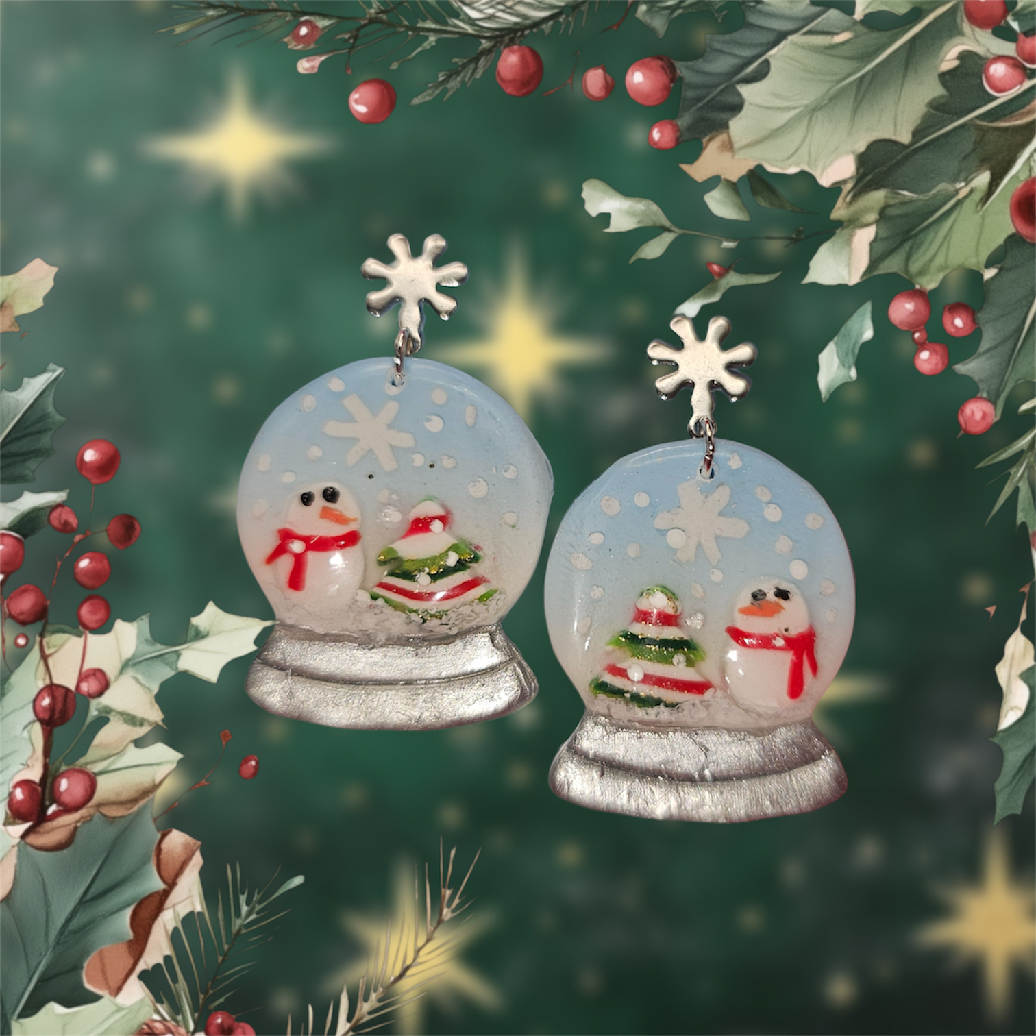 Christmas Snow Globe Earrings