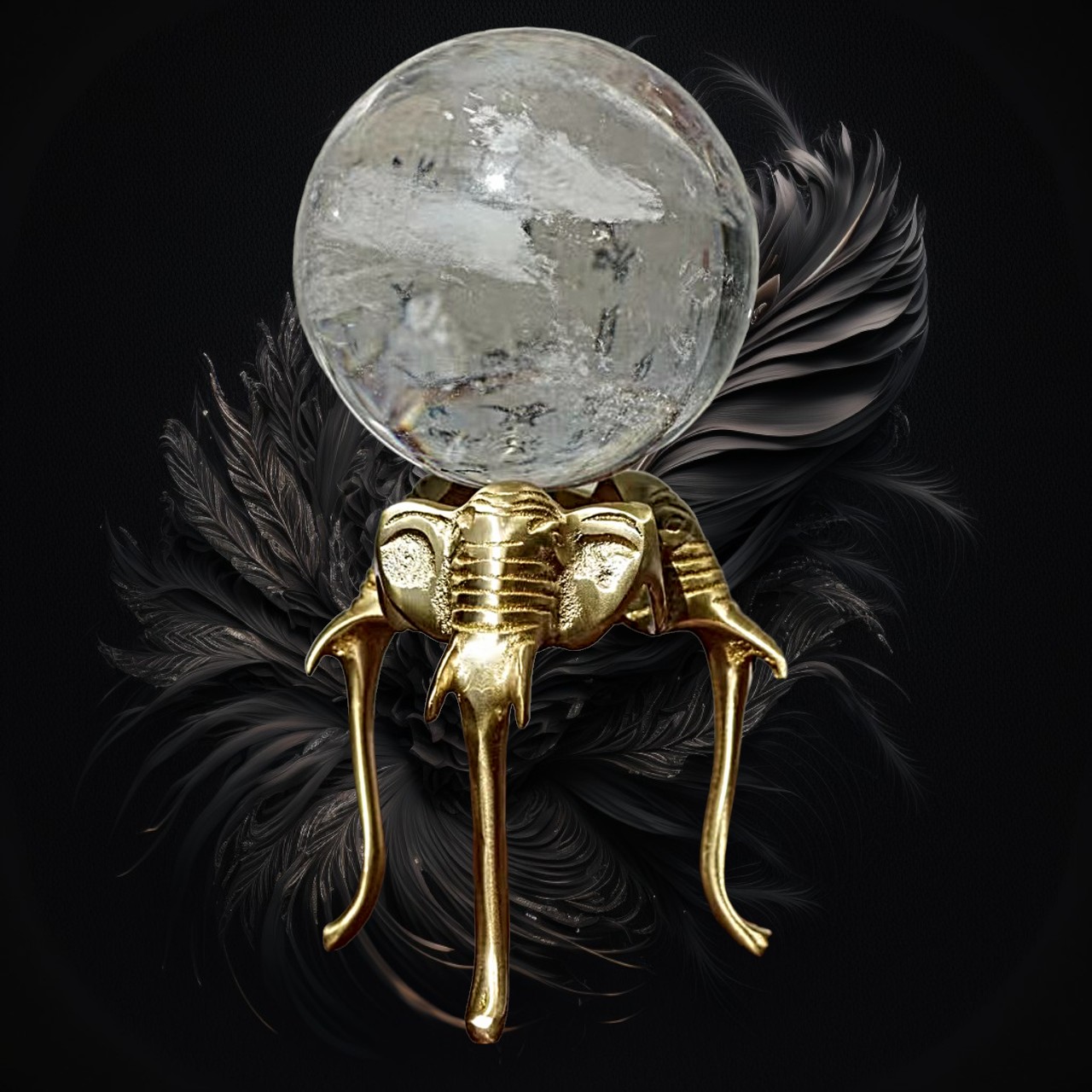 Elephant Design Crystal Ball Display Stand Home Decor Brass Elephant Crystals & Spheres Display Stand