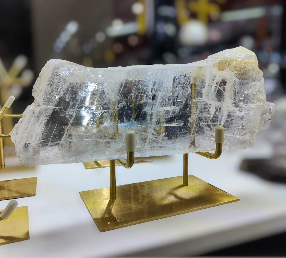 Brass Display Stand For Crystals Rocks & Geodes Selenite Home Decor Modern Living Arts Classic Elegant
