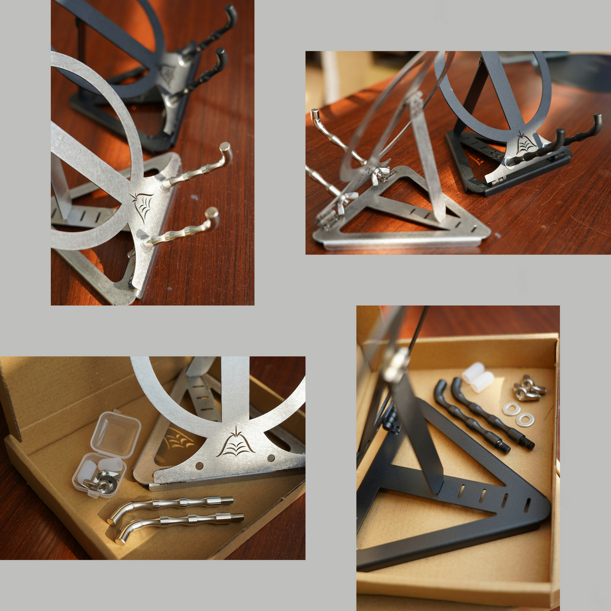 Display Stand For Fossil Ammonite Crystal Stones Slab Mineral Rocks Stainless Steel Black & Raw Silver Home Decor Office Decor